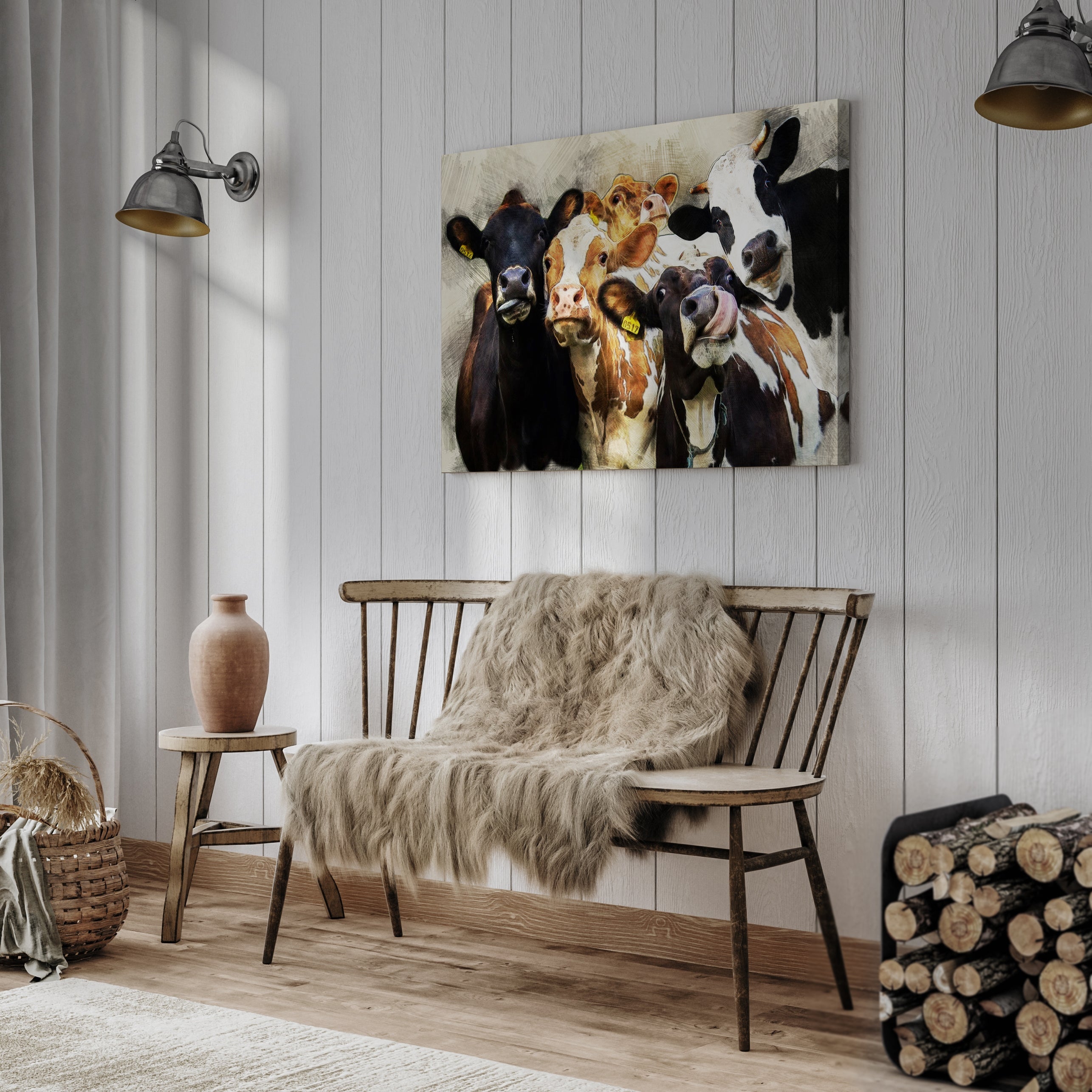 Cows Cattle Portrait Canvas Wall Art on sale at MyriadMart