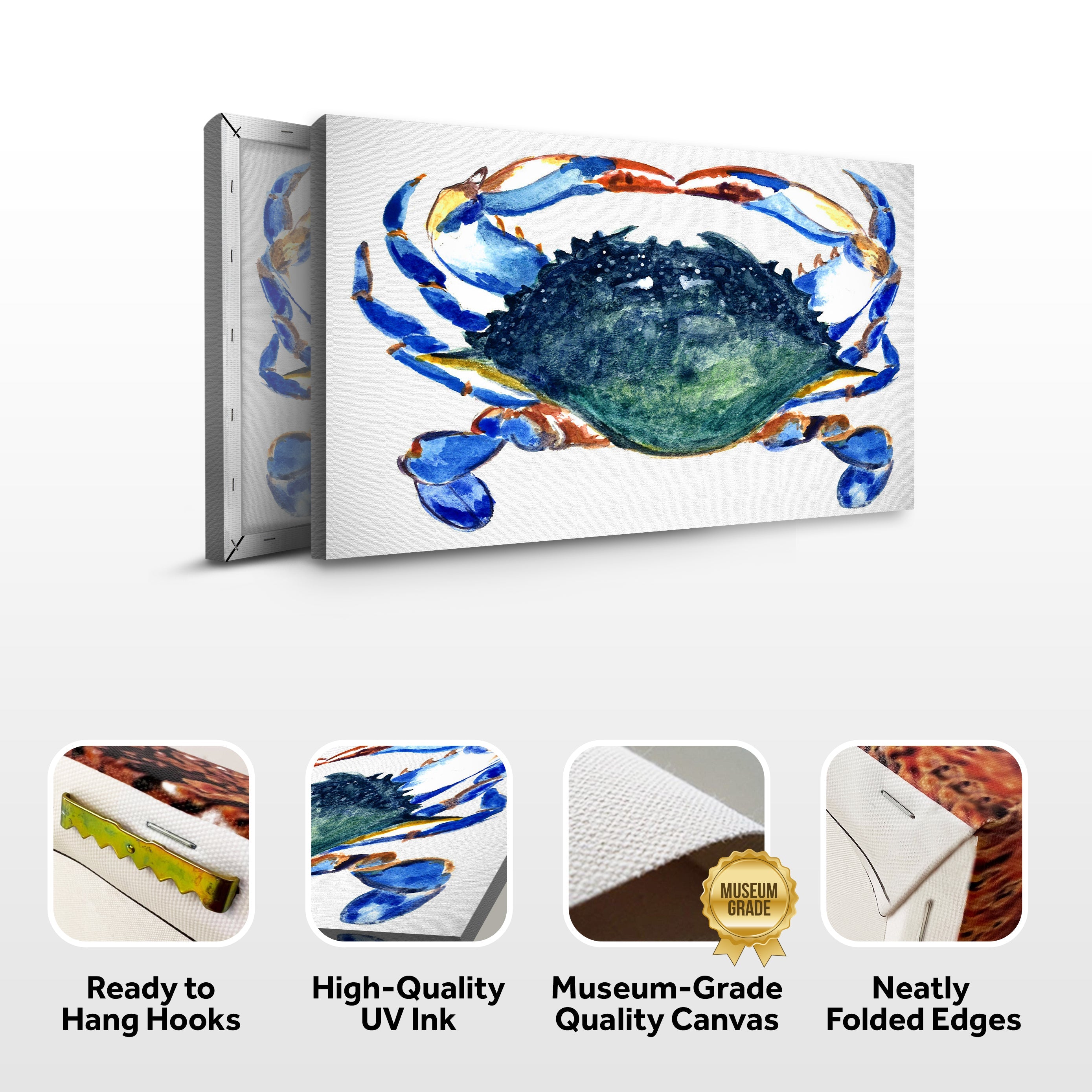 Crab Art Watercolor Canvas Wall Art on sale at MyriadMart
