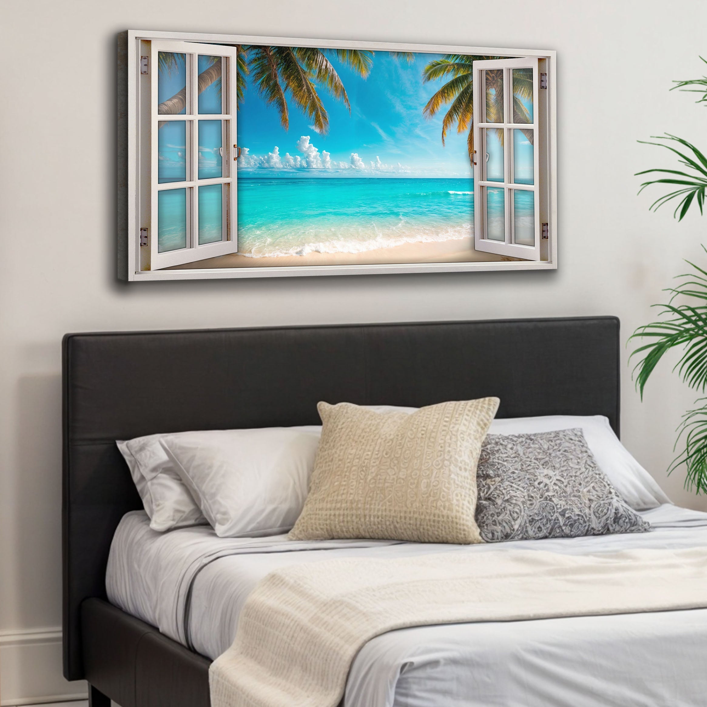 Coconut Palm Beach Window Scenery Wall Art on sale at MyriadMart