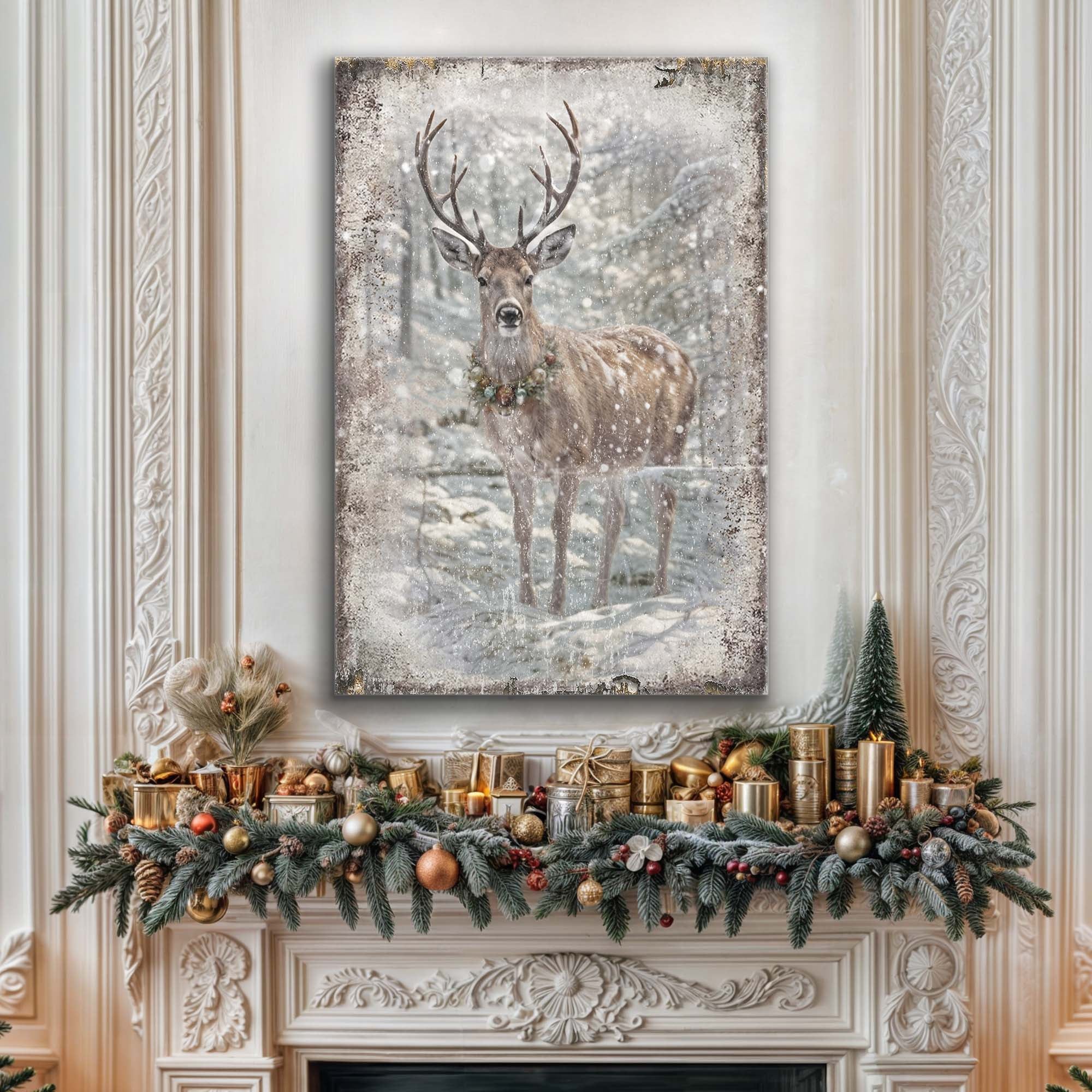 Vintage Winter Deer Christmas Wall Art III on sale at MyriadMart