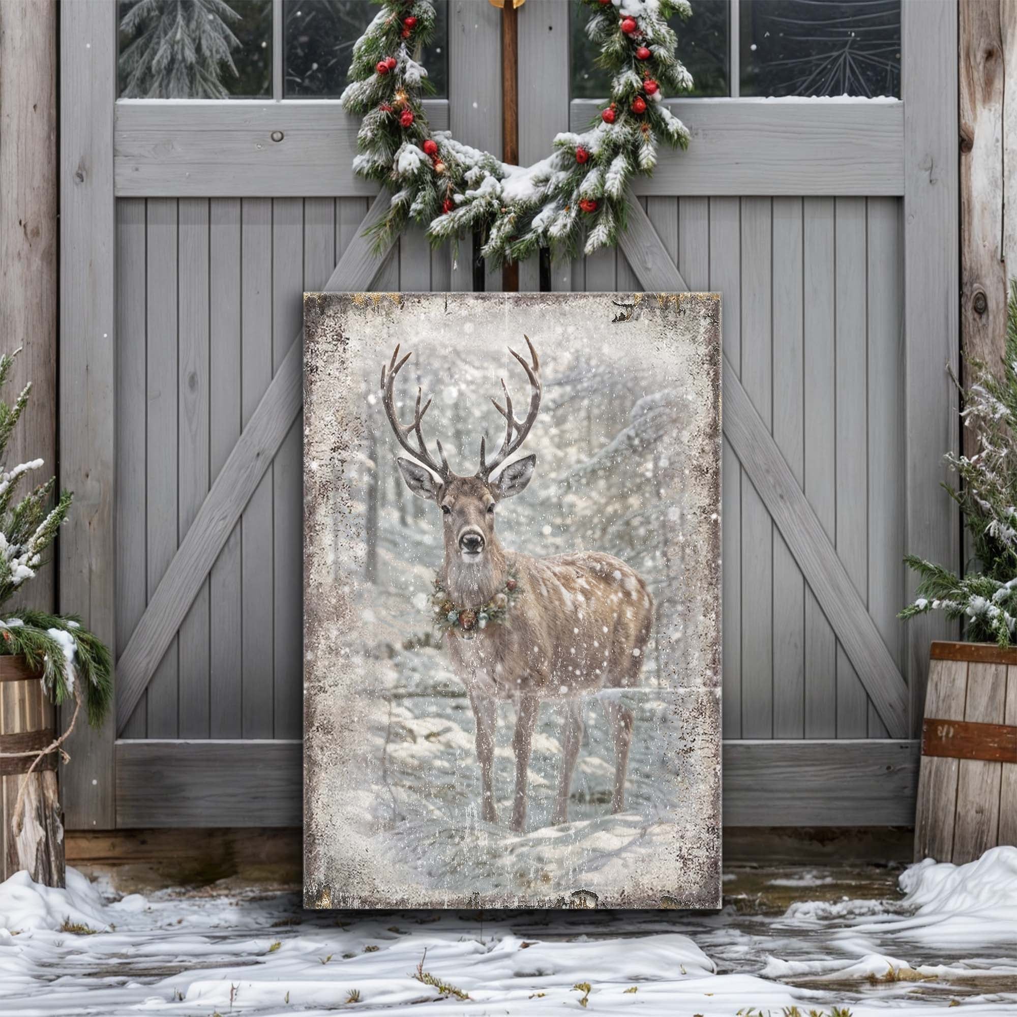 Vintage Winter Deer Christmas Wall Art III on sale at MyriadMart