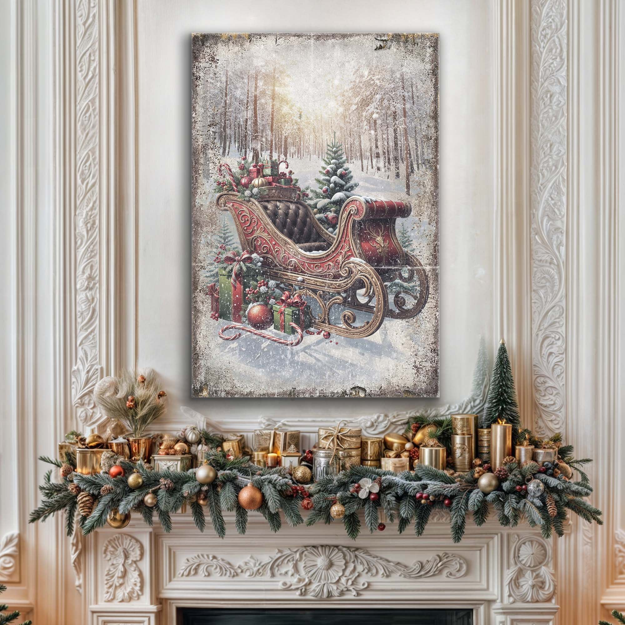 Vintage Christmas Sleigh Sled Wall Art on sale at MyriadMart