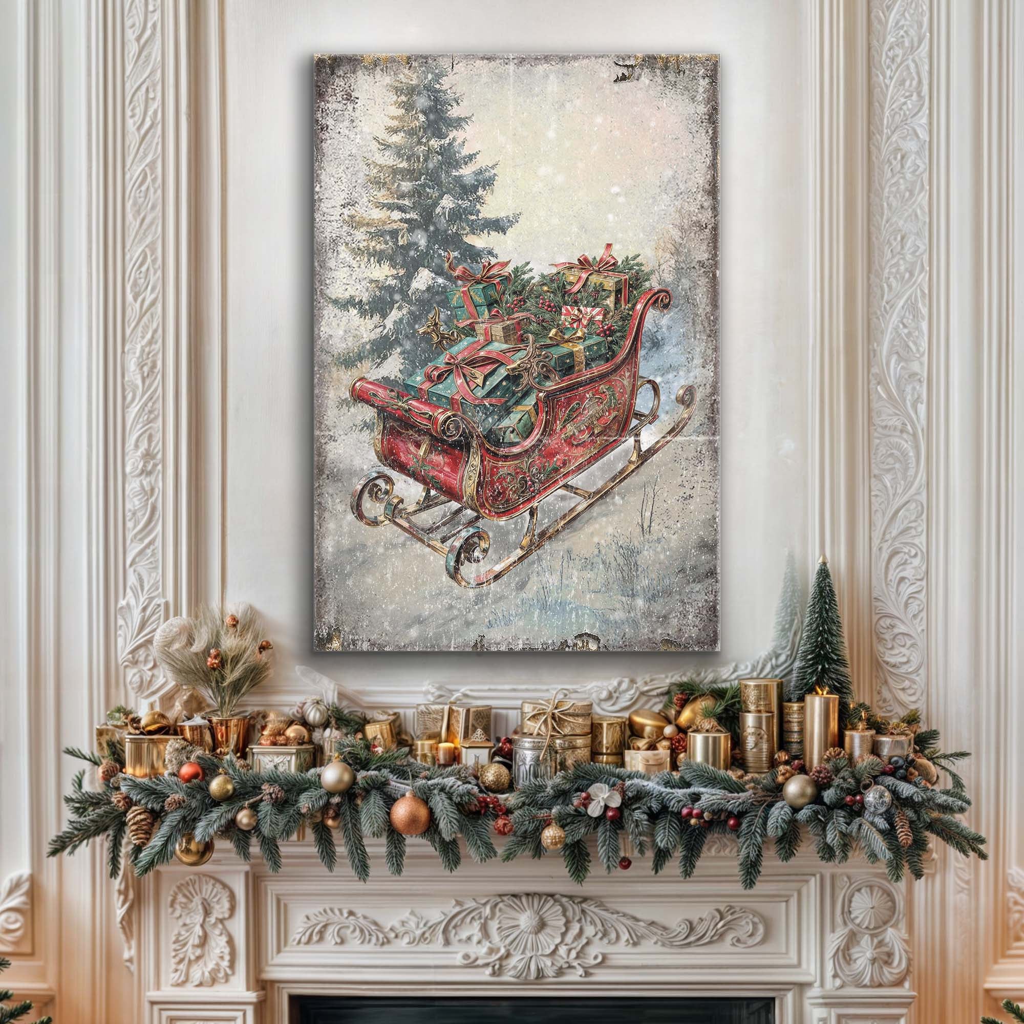 Vintage Christmas Sleigh Sled Wall Art II on sale at MyriadMart