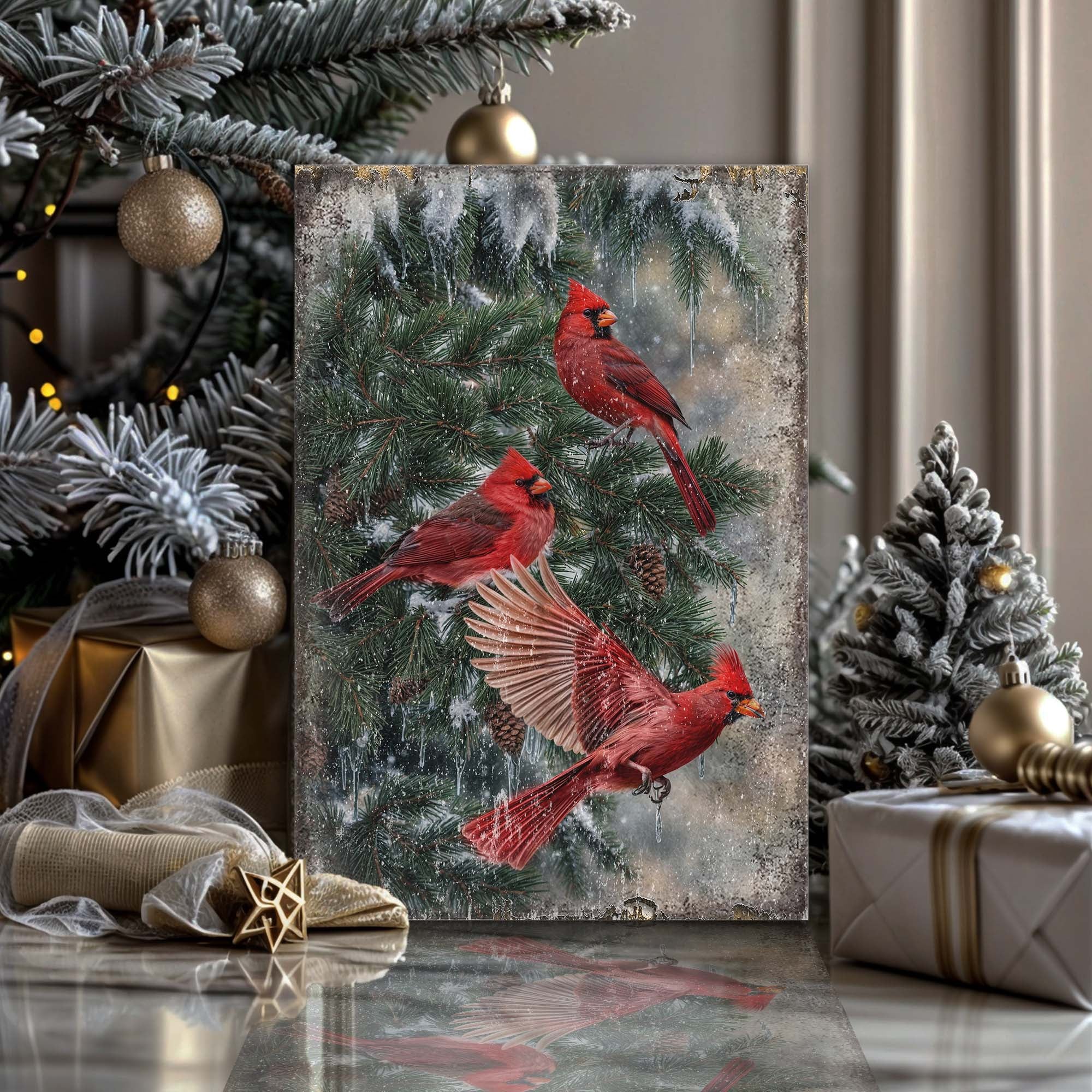Vintage Cardinal Christmas Wall Art II on sale at MyriadMart