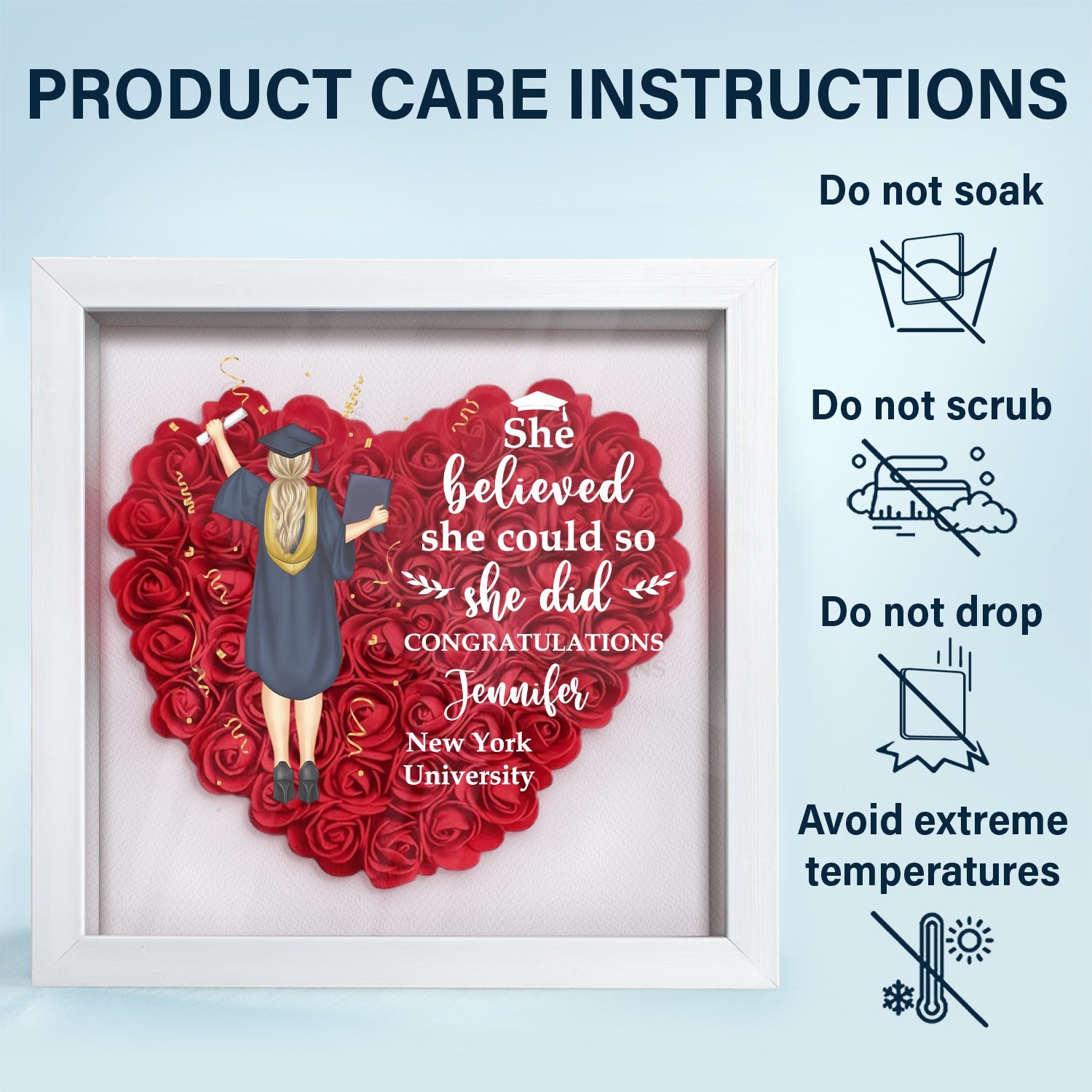 They Believed They Could - Graduation Gift, Gift For Friends - Personalized Flower Shadow Box - MyriadMart