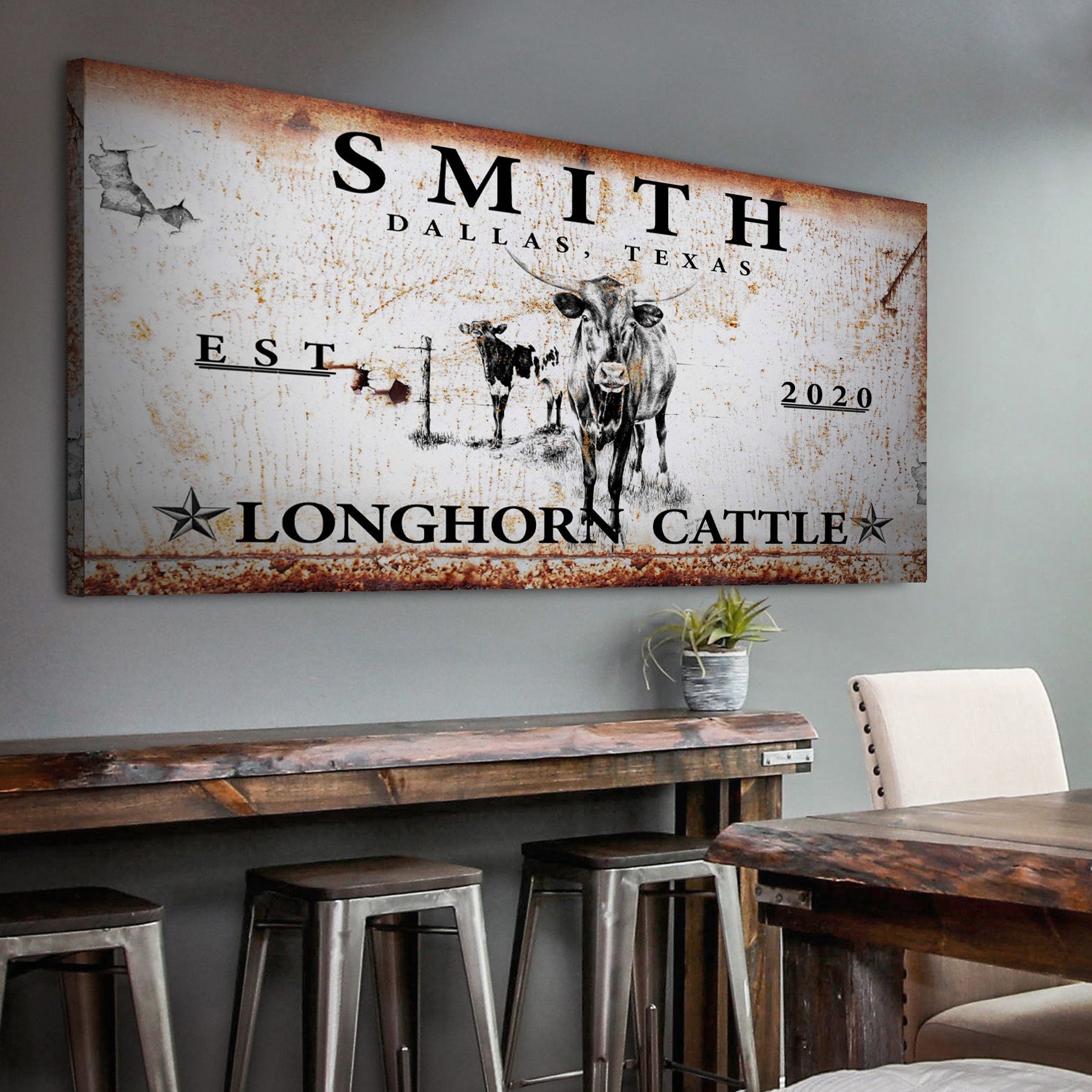Longhorn Rustic Cattle Sign II on sale at MyriadMart