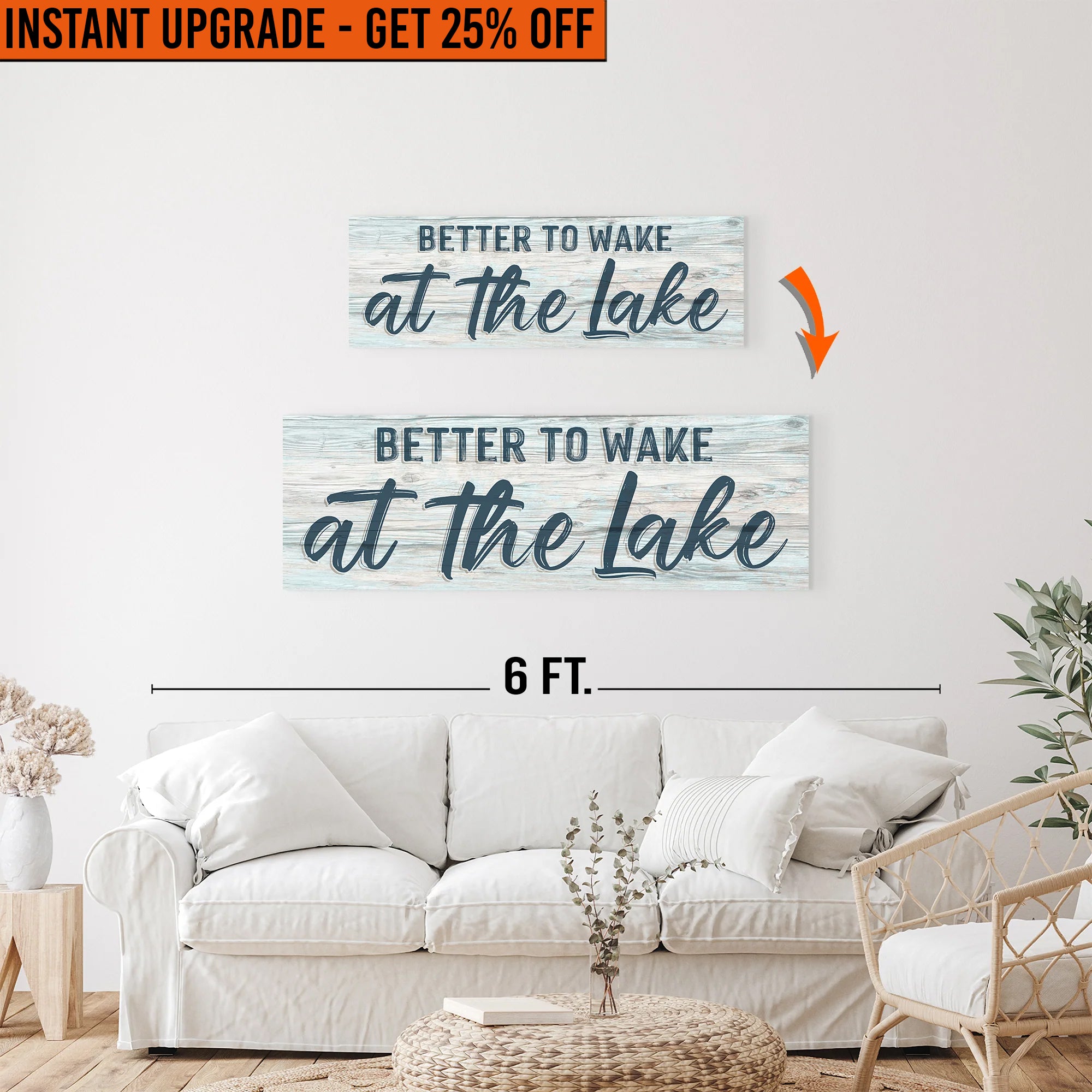 Upgrade Your 36x12 Inches 'Better To Wake At The Lake' To 48x16 Inches Canvas on sale at MyriadMart