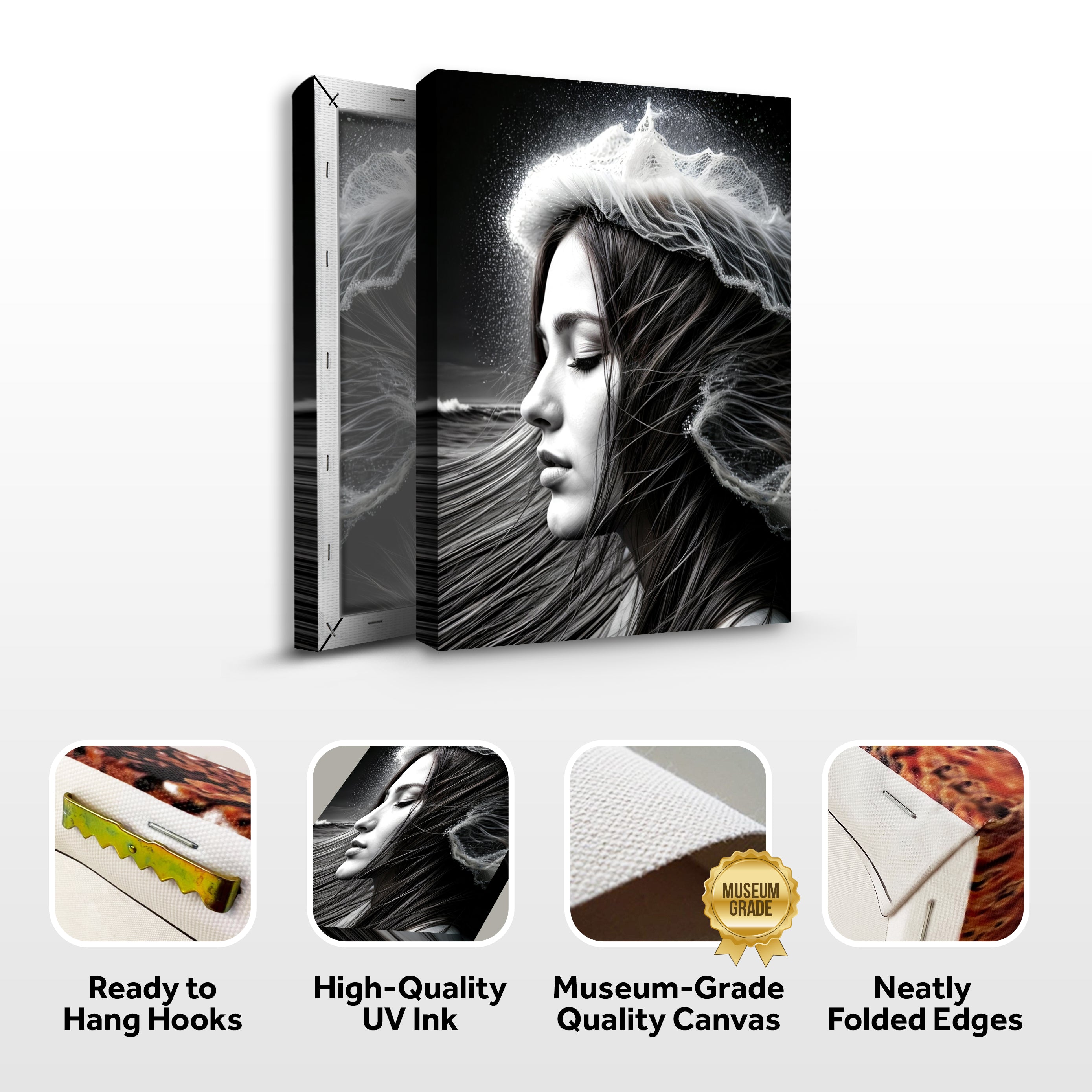 Monochrome Serene Woman Wall Art on sale at MyriadMart