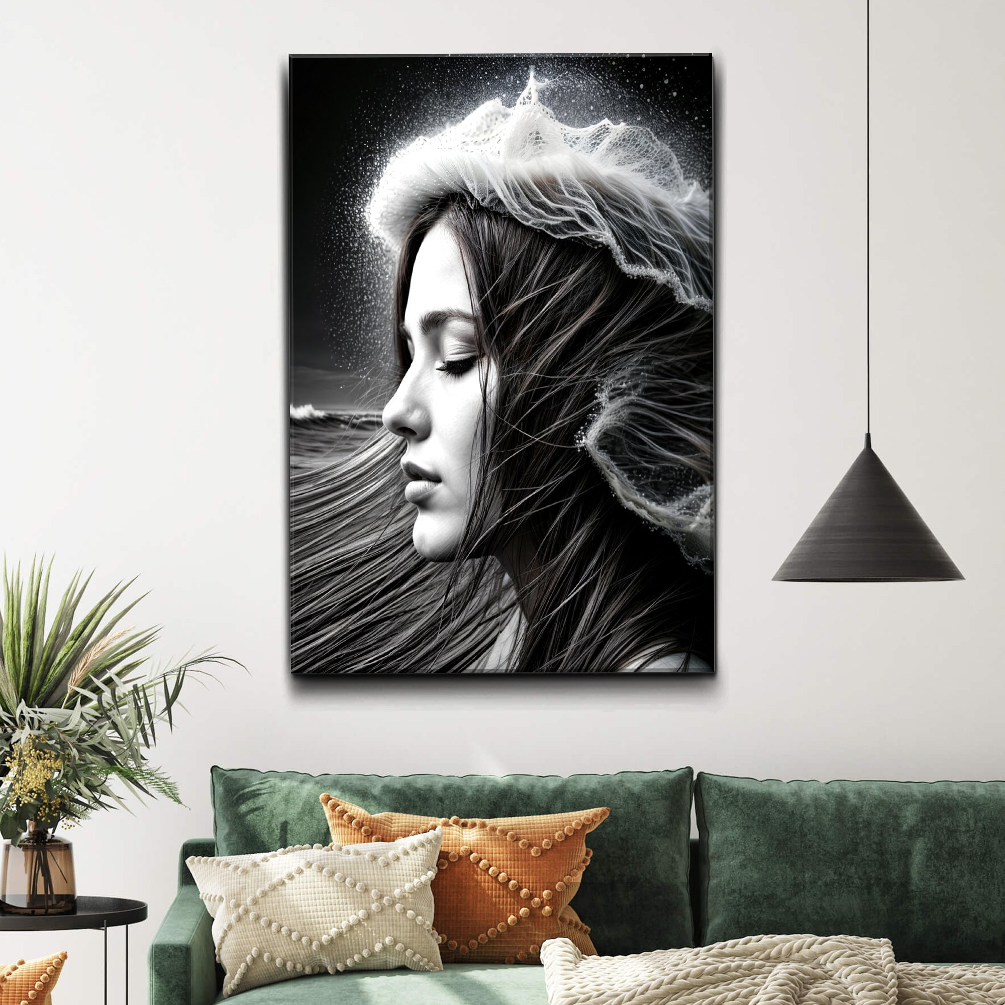 Monochrome Serene Woman Wall Art on sale at MyriadMart