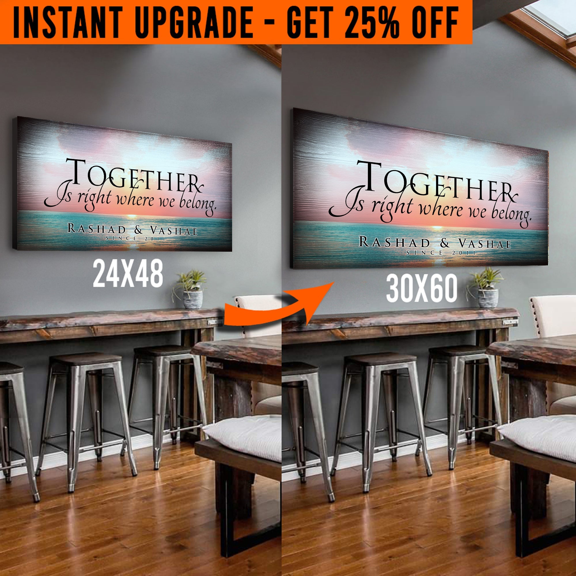 Upgrade Your 24x48 Inches 'Together' Style 1 Canvas To 60x30 Inches on sale at MyriadMart