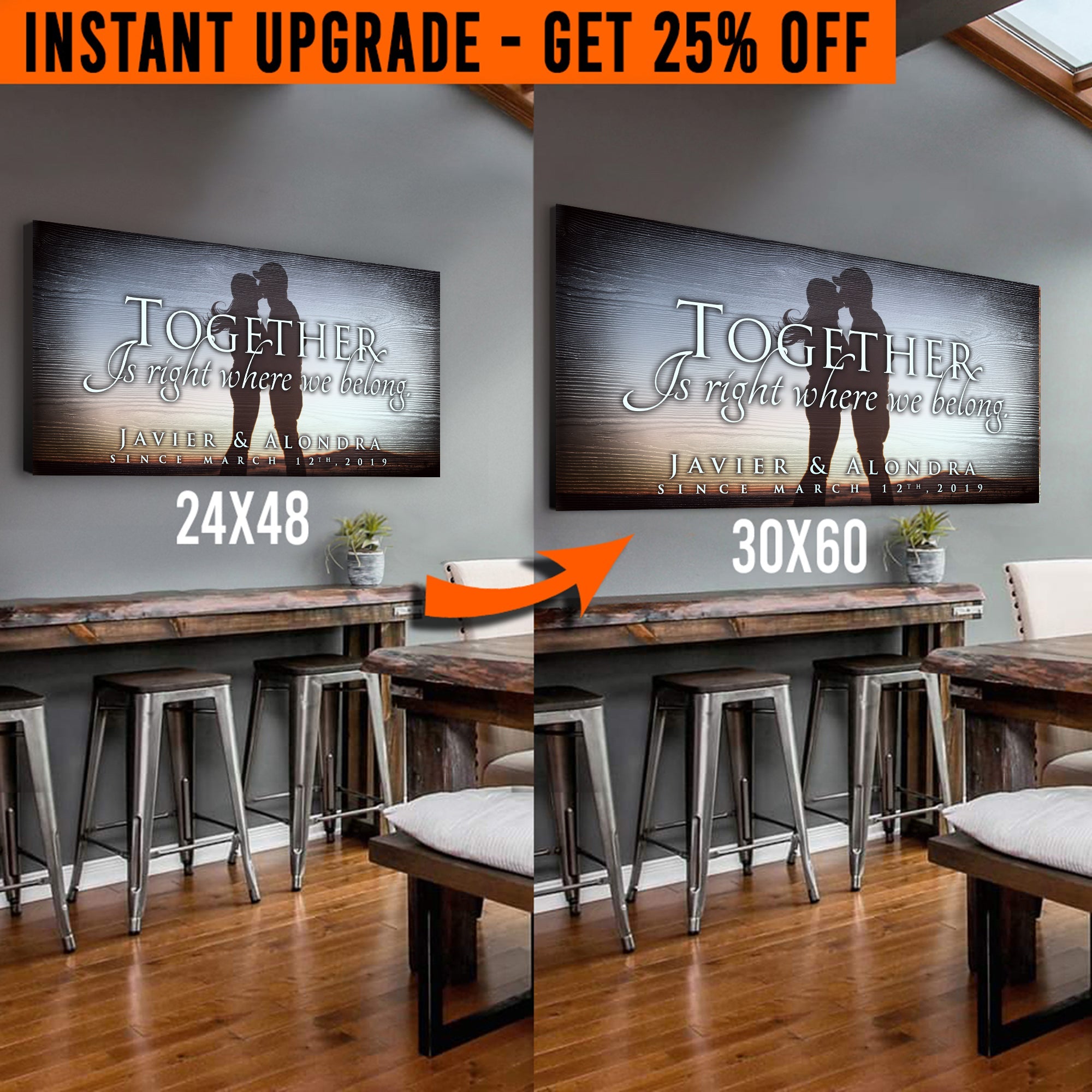Upgrade Your 24x48 Inches 'Together' Style 2 Canvas To 60x30 Inches on sale at MyriadMart