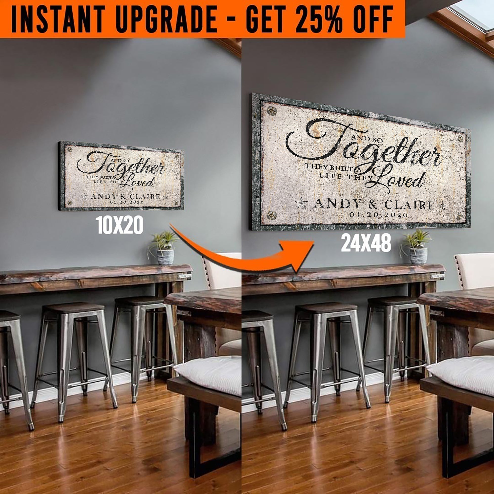 Upgrade Your 20x10 Inches 'Together' Style 2 Canvas To 24x48 Inches on sale at MyriadMart