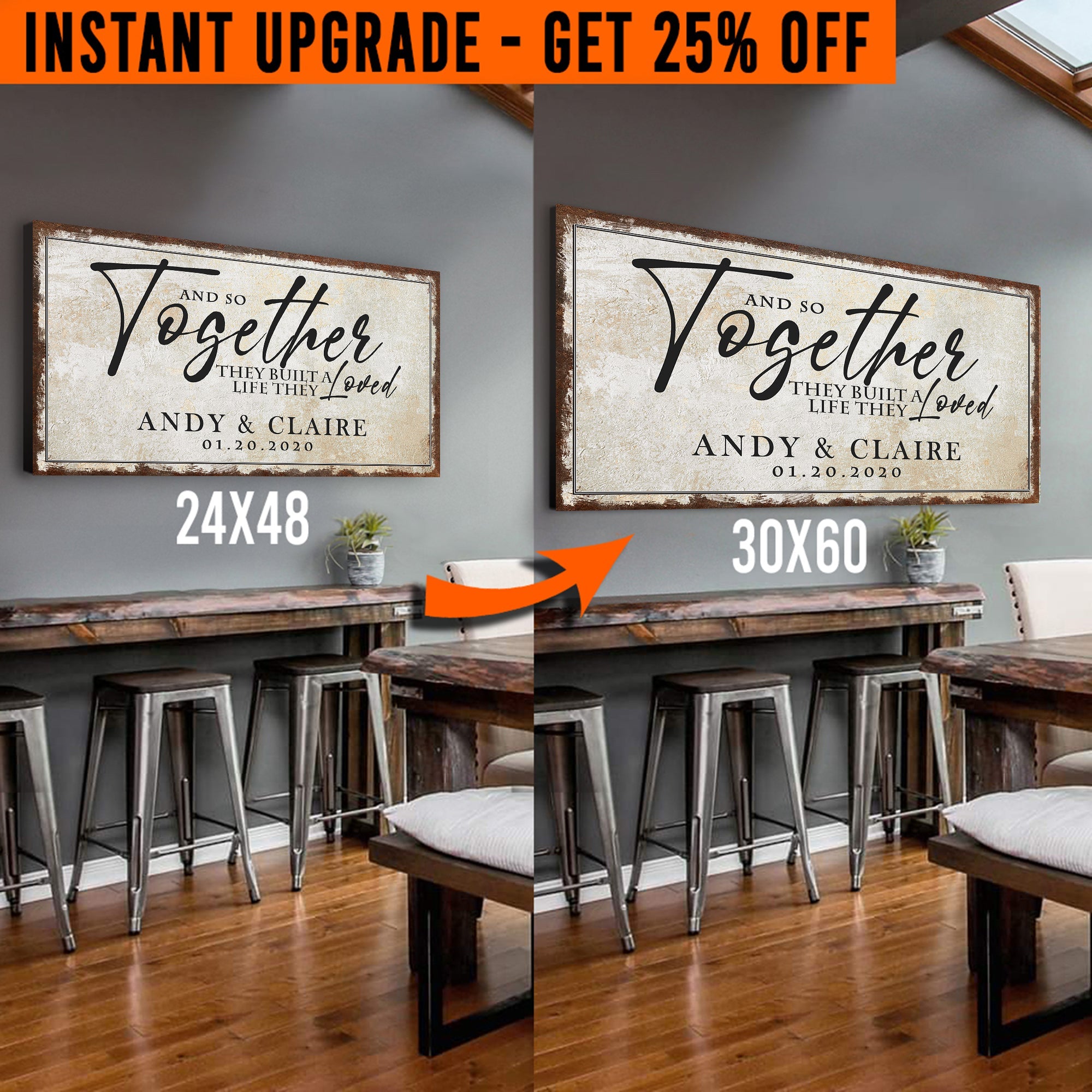 Upgrade Your 24x48 Inches 'Together' Style 3 Canvas To 60x30 Inches on sale at MyriadMart