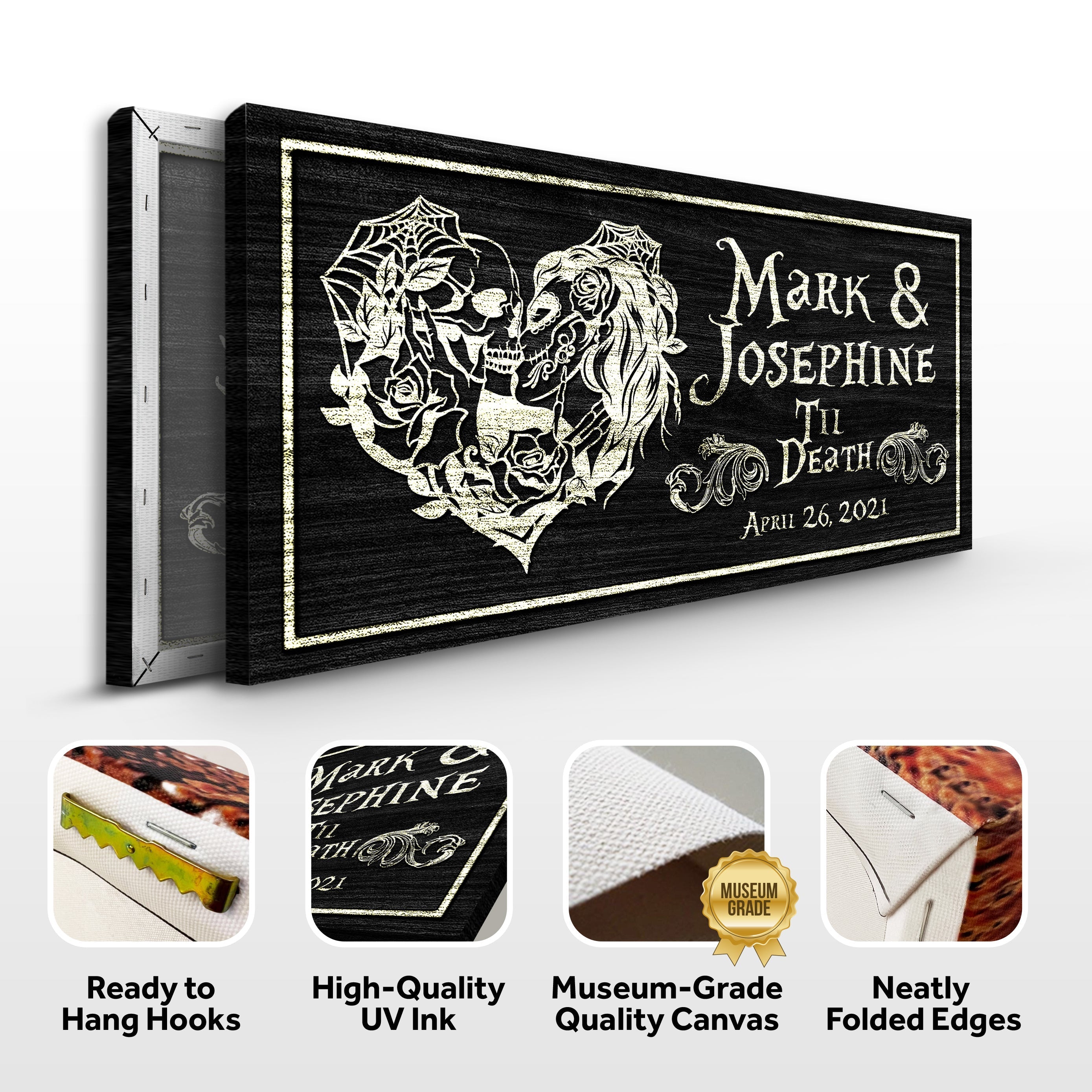 Till Death Do Us Part Personalized Skull Couple Sign - Unique Gothic Decor Art For Home & Living Room on sale at MyriadMart