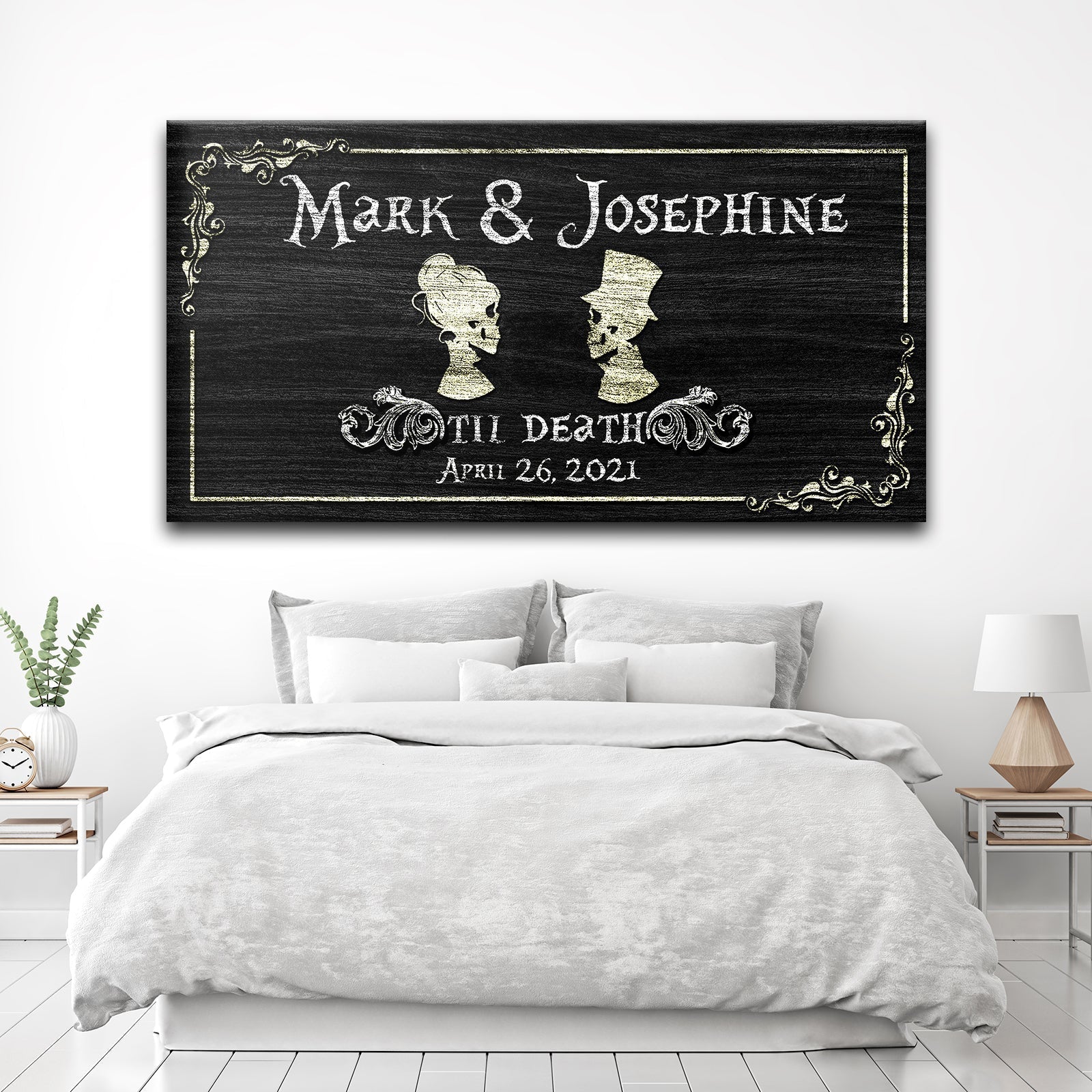Till Death Do Us Part Personalized Skull Couple Sign - Unique Gothic Decor Art For Home & Living Room on sale at MyriadMart