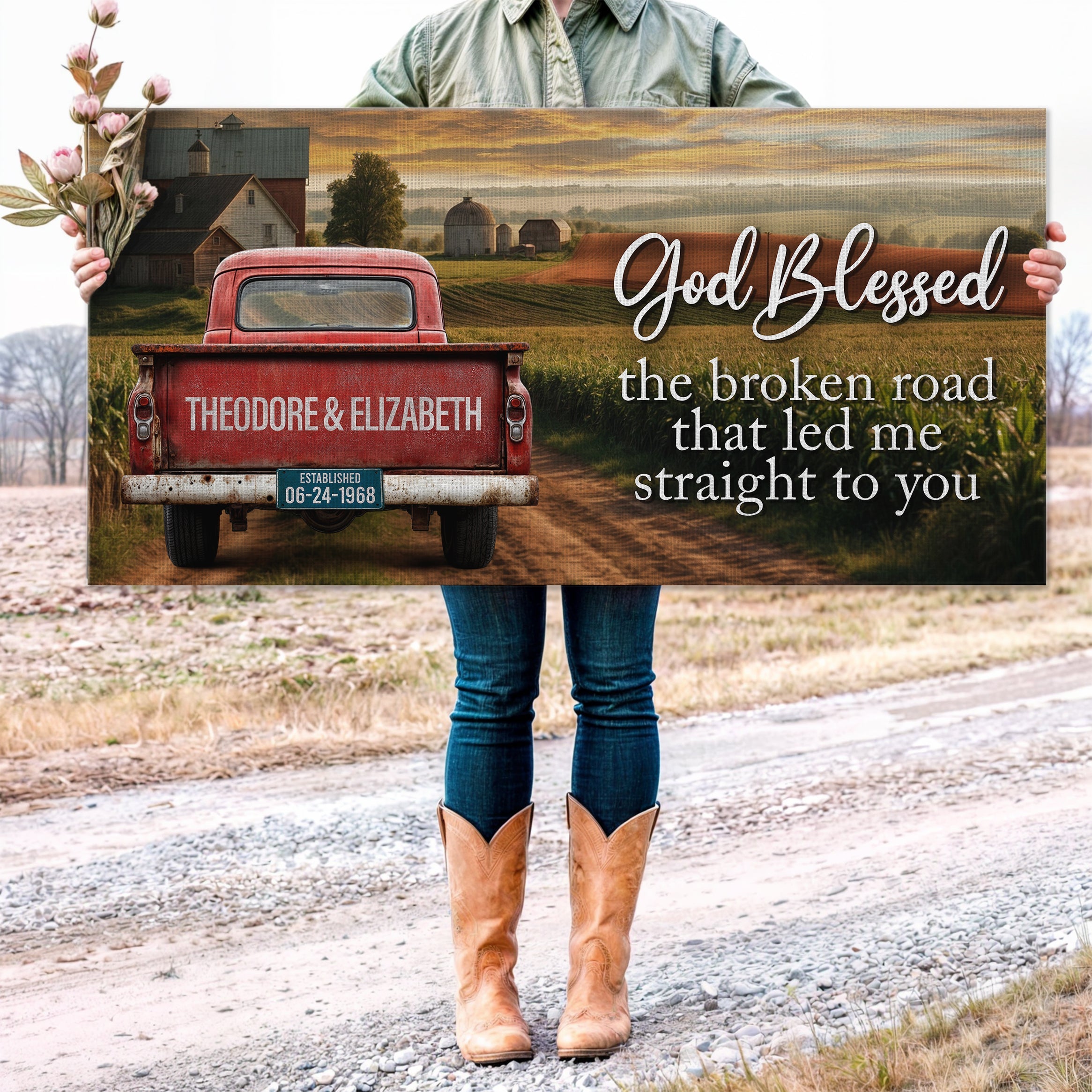 Custom Vintage Truck Couple Sign on sale at MyriadMart