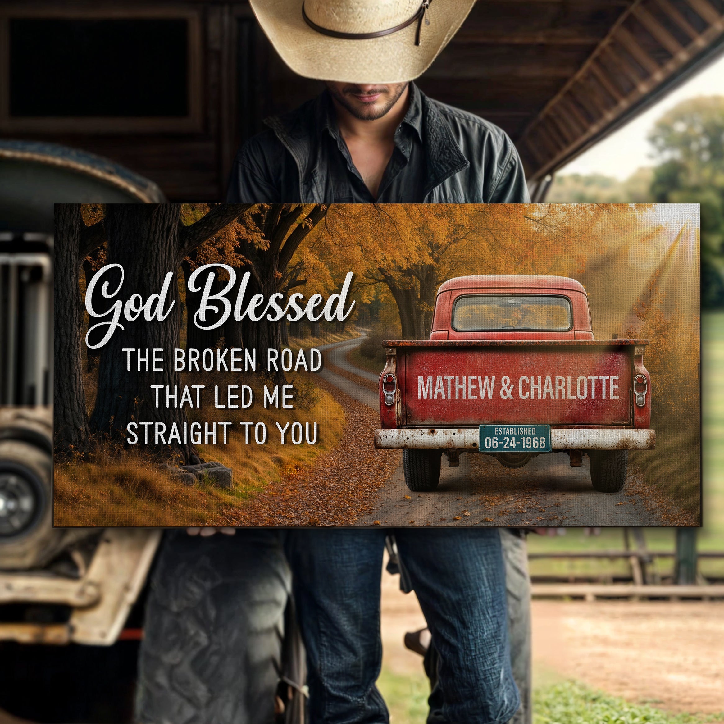 Custom Vintage Truck Couple Sign II on sale at MyriadMart