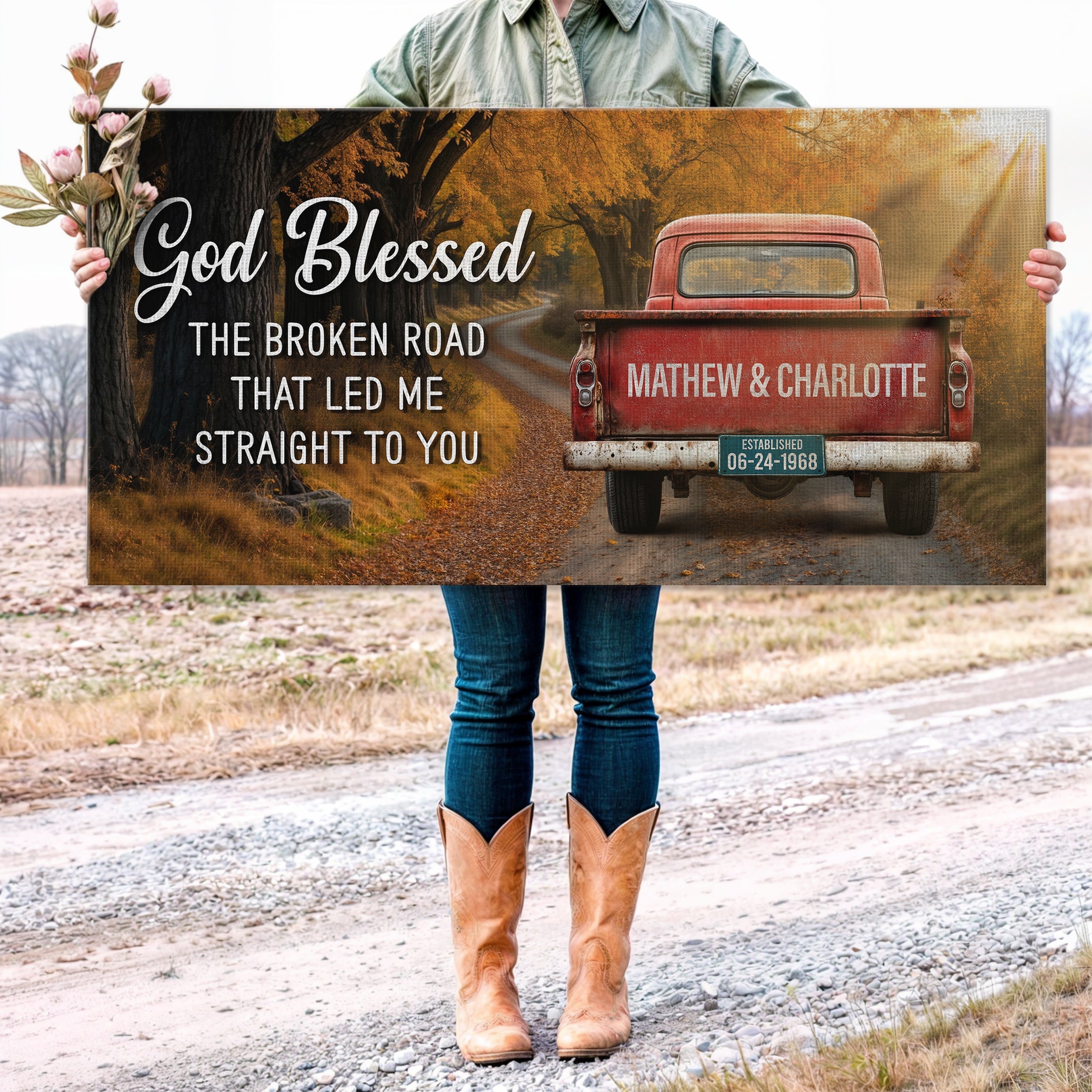 Custom Vintage Truck Couple Sign II on sale at MyriadMart