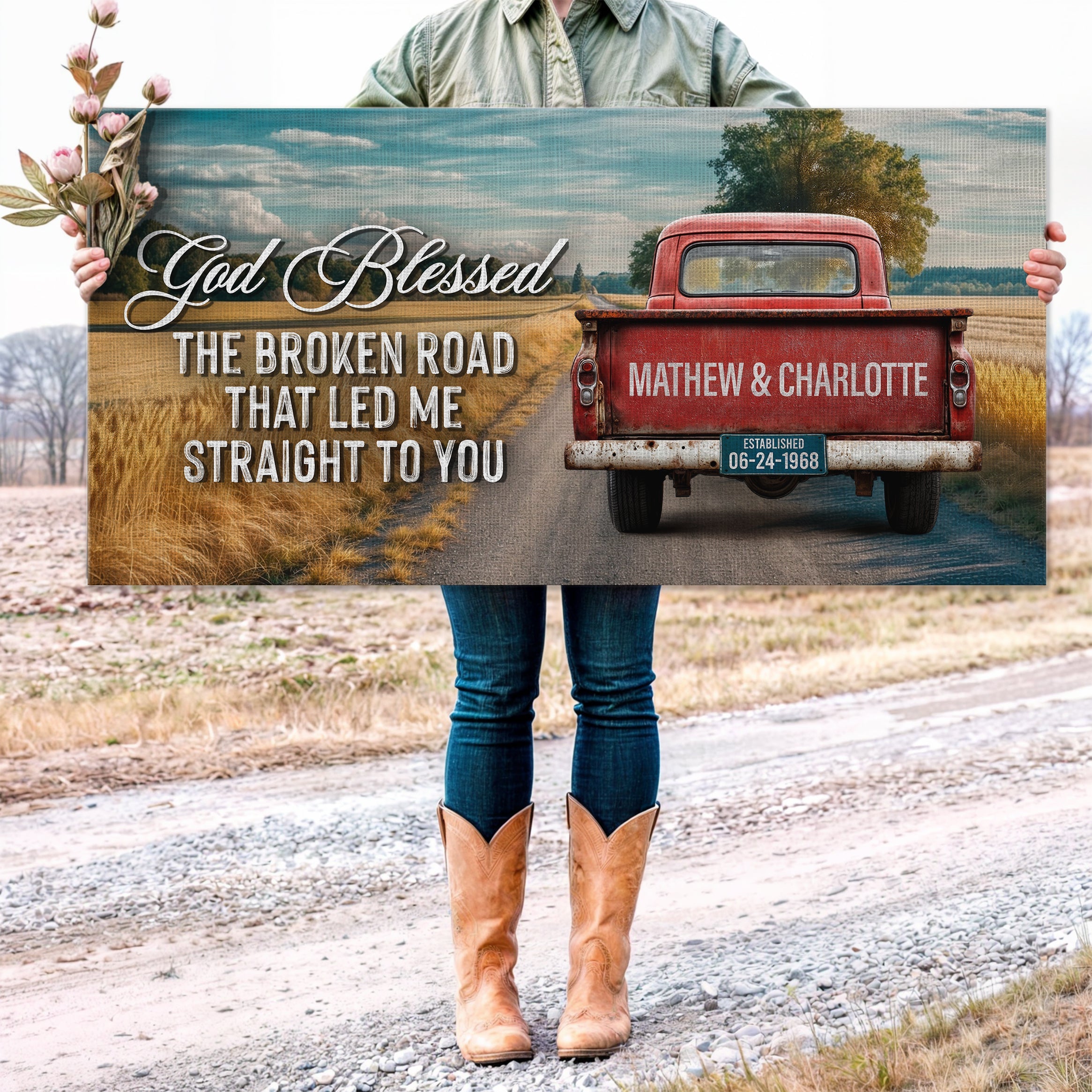 Custom Vintage Truck Couple Sign IV on sale at MyriadMart