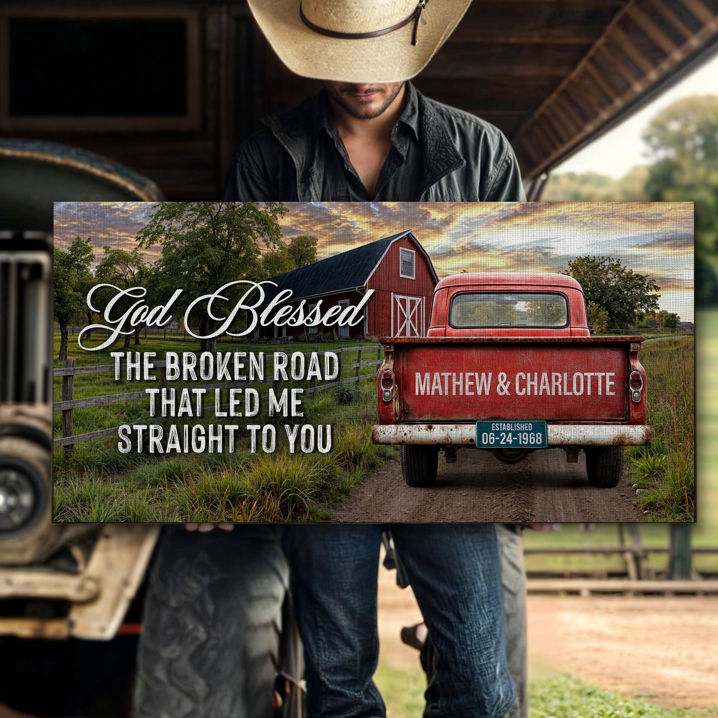 Custom Vintage Truck Couple Sign V on sale at MyriadMart