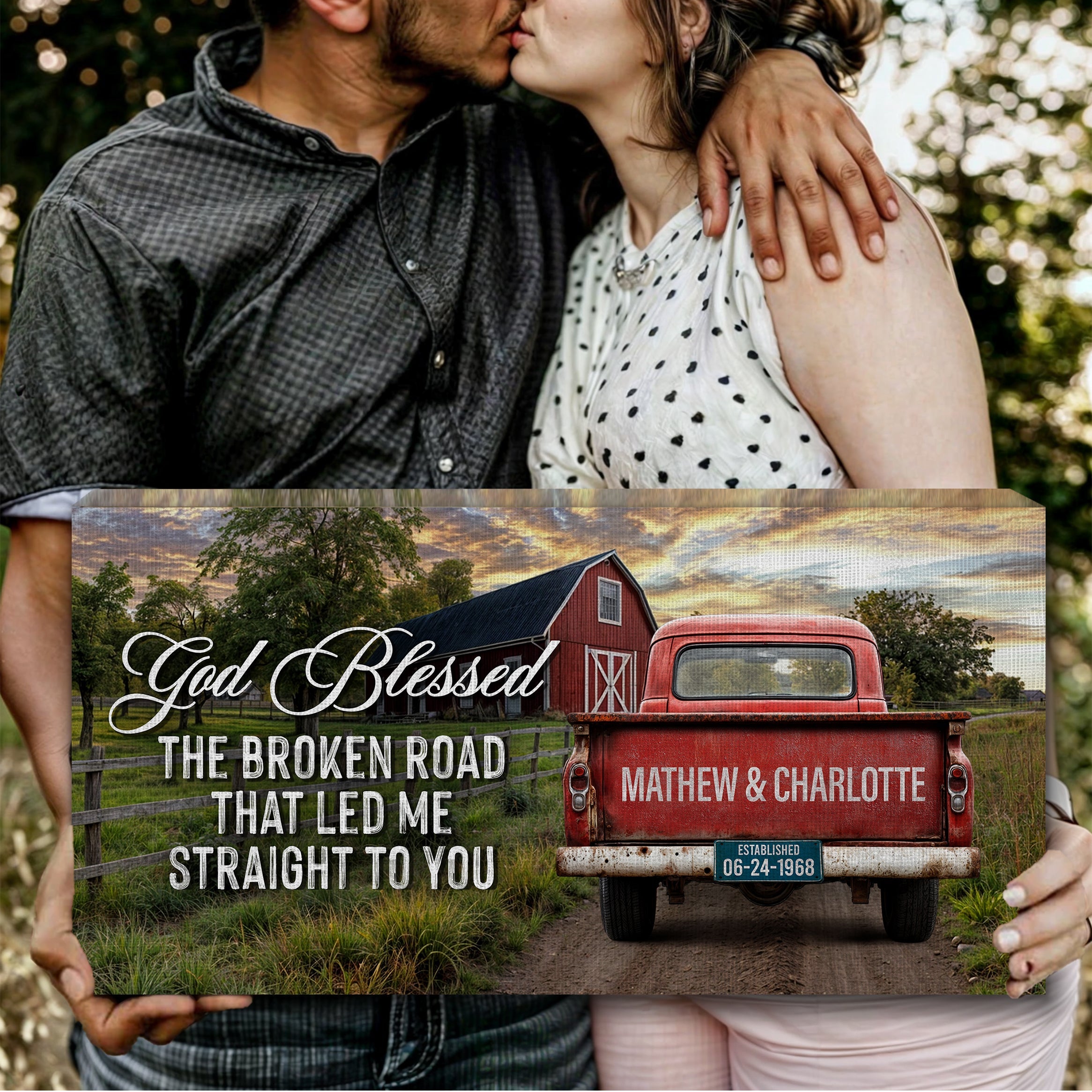 Custom Vintage Truck Couple Sign V on sale at MyriadMart