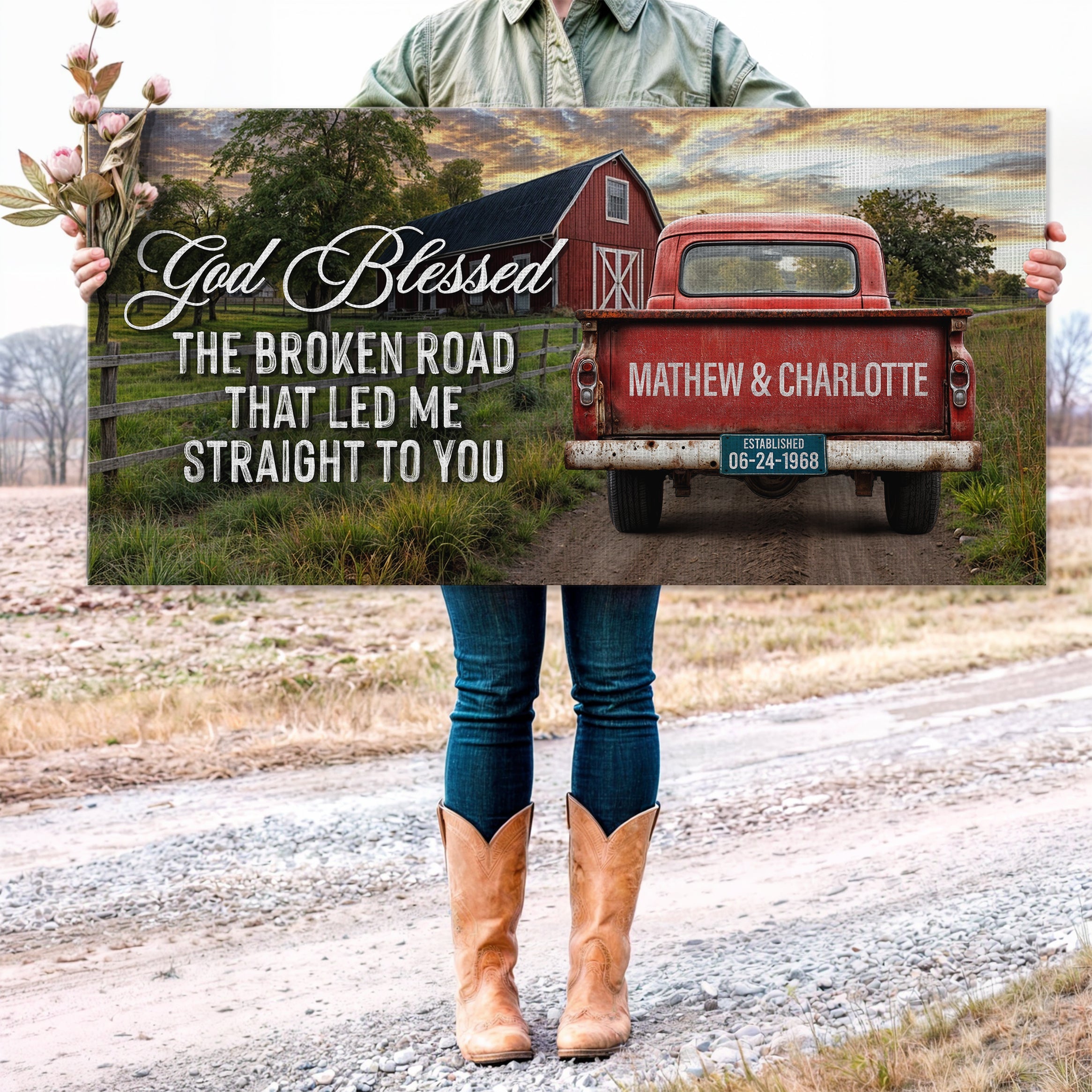 Custom Vintage Truck Couple Sign V on sale at MyriadMart