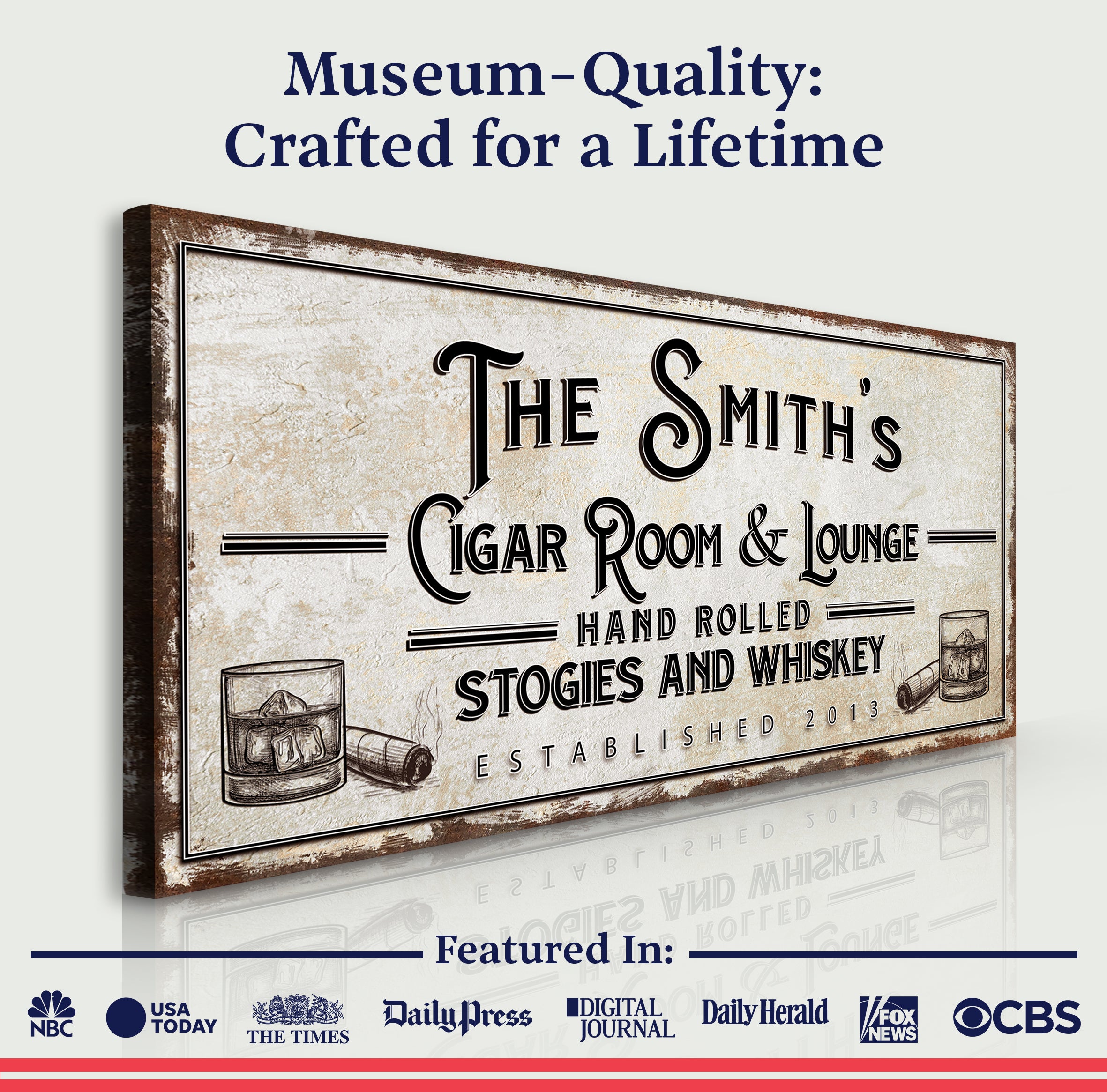 Personalized Cigar Room and Lounge Sign II on sale at MyriadMart