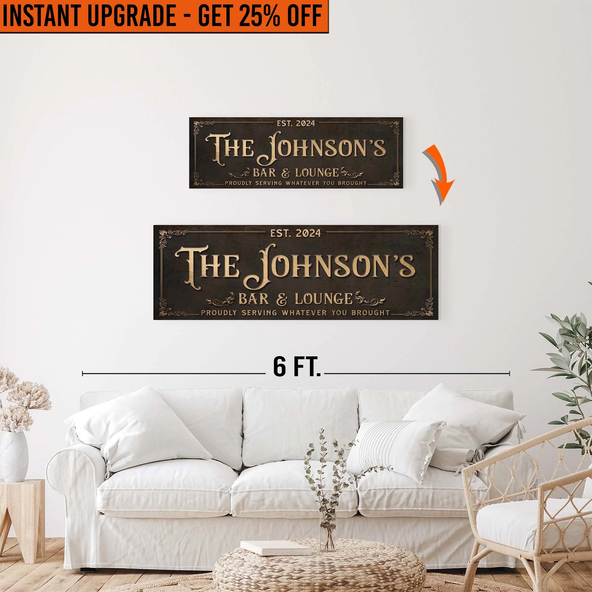 Upgrade Your 36x12 Inches 'Custom Bar & Lounge Sign III' To 48x16 Inches Canvas on sale at MyriadMart