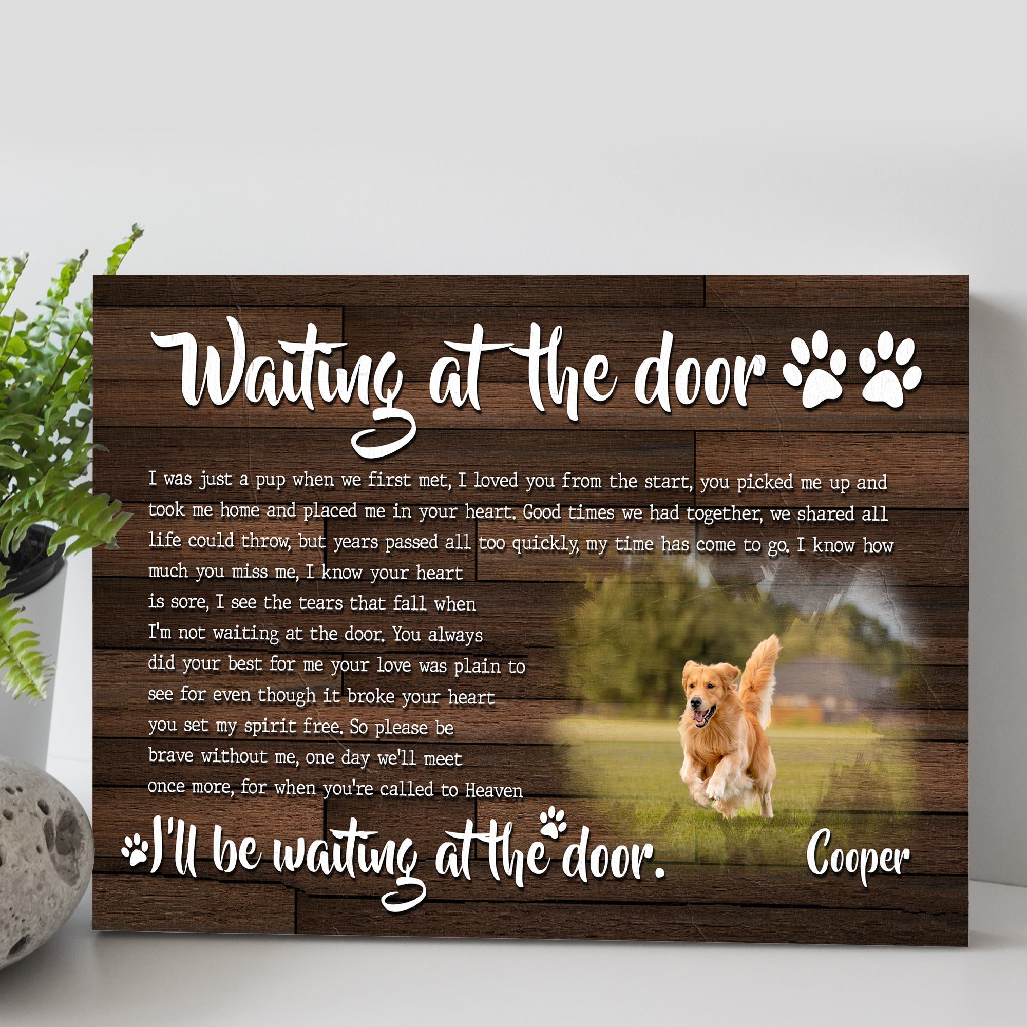 Custom Dog Portrait Waiting At The Door Sign on sale at MyriadMart
