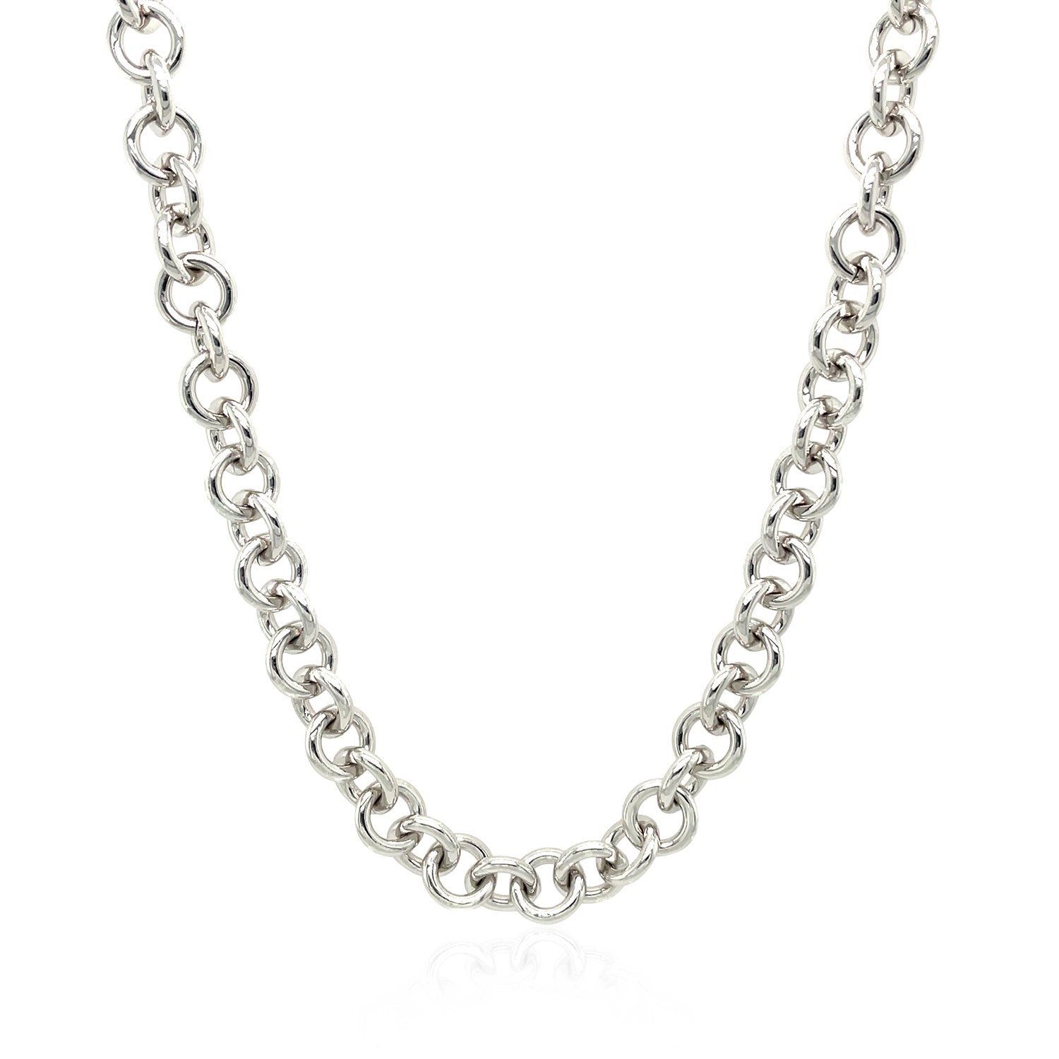 Sterling Silver Rhodium Plated Rolo Chain Necklace with a Heart Toggle Charm on sale at MyriadMart