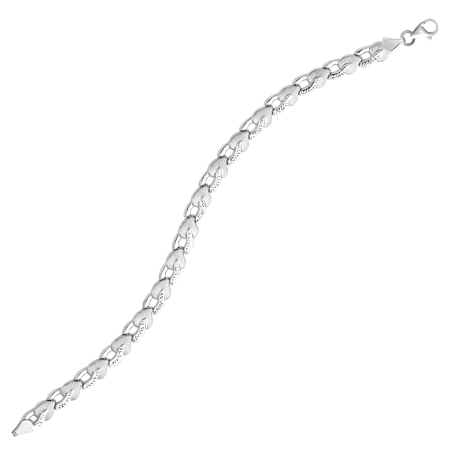 14k White Gold Heart Shape Textured Bracelet on sale at MyriadMart