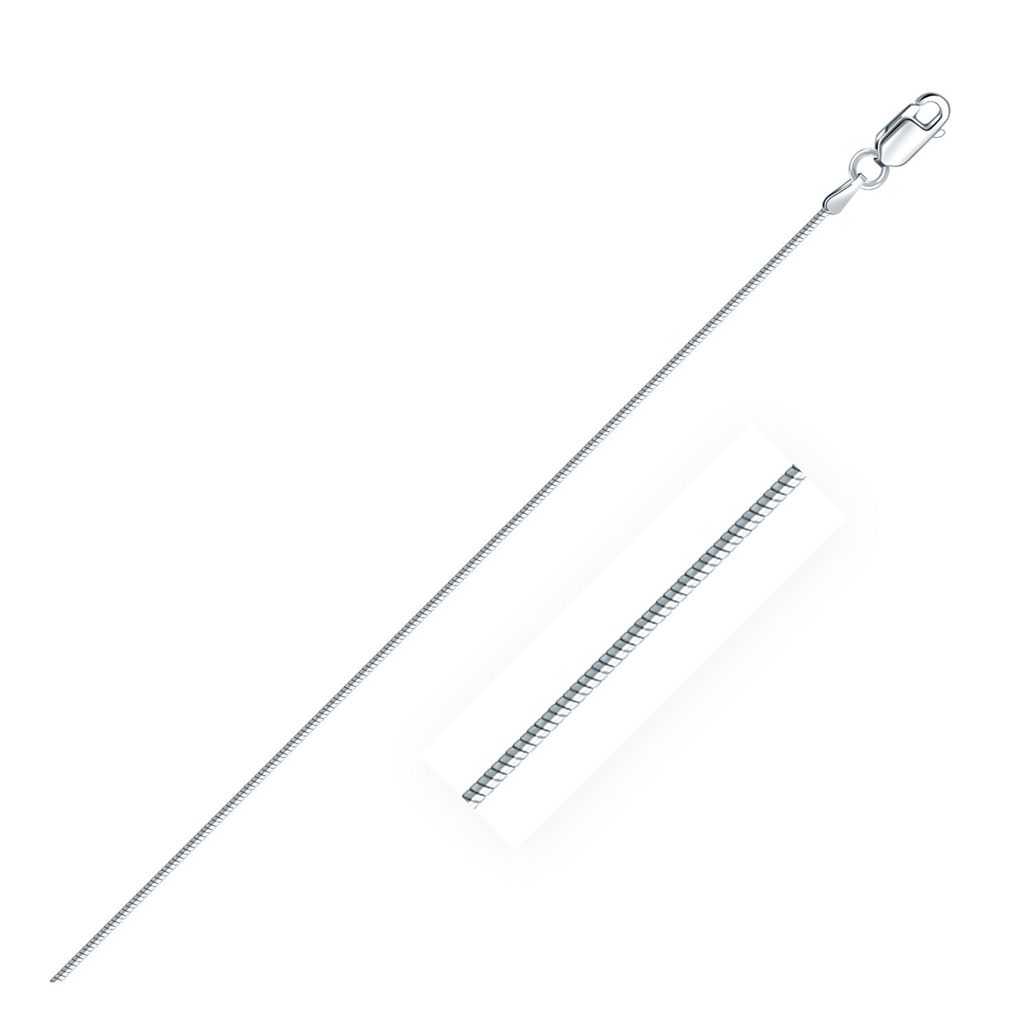 Rhodium Plated 1.2mm Sterling Silver Snake Style Chain on sale at MyriadMart