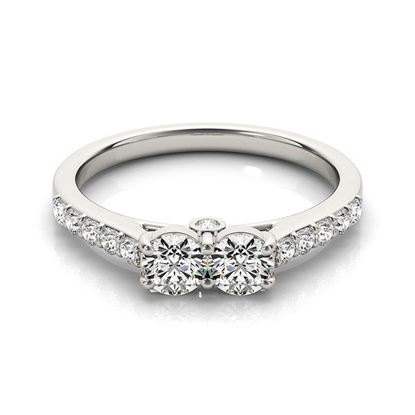 14k White Gold Round Two Stone Diamond Ring 3/4 cttw on sale at MyriadMart
