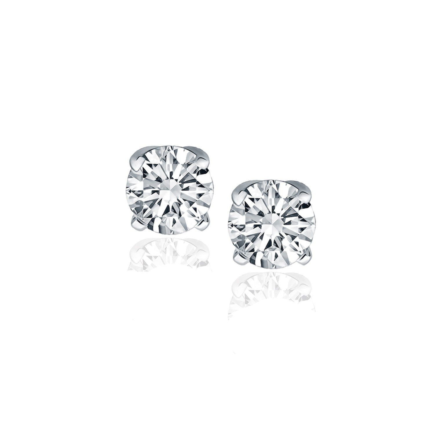 14k White Gold Diamond Four Prong Stud Earrings 1 cttw on sale at MyriadMart