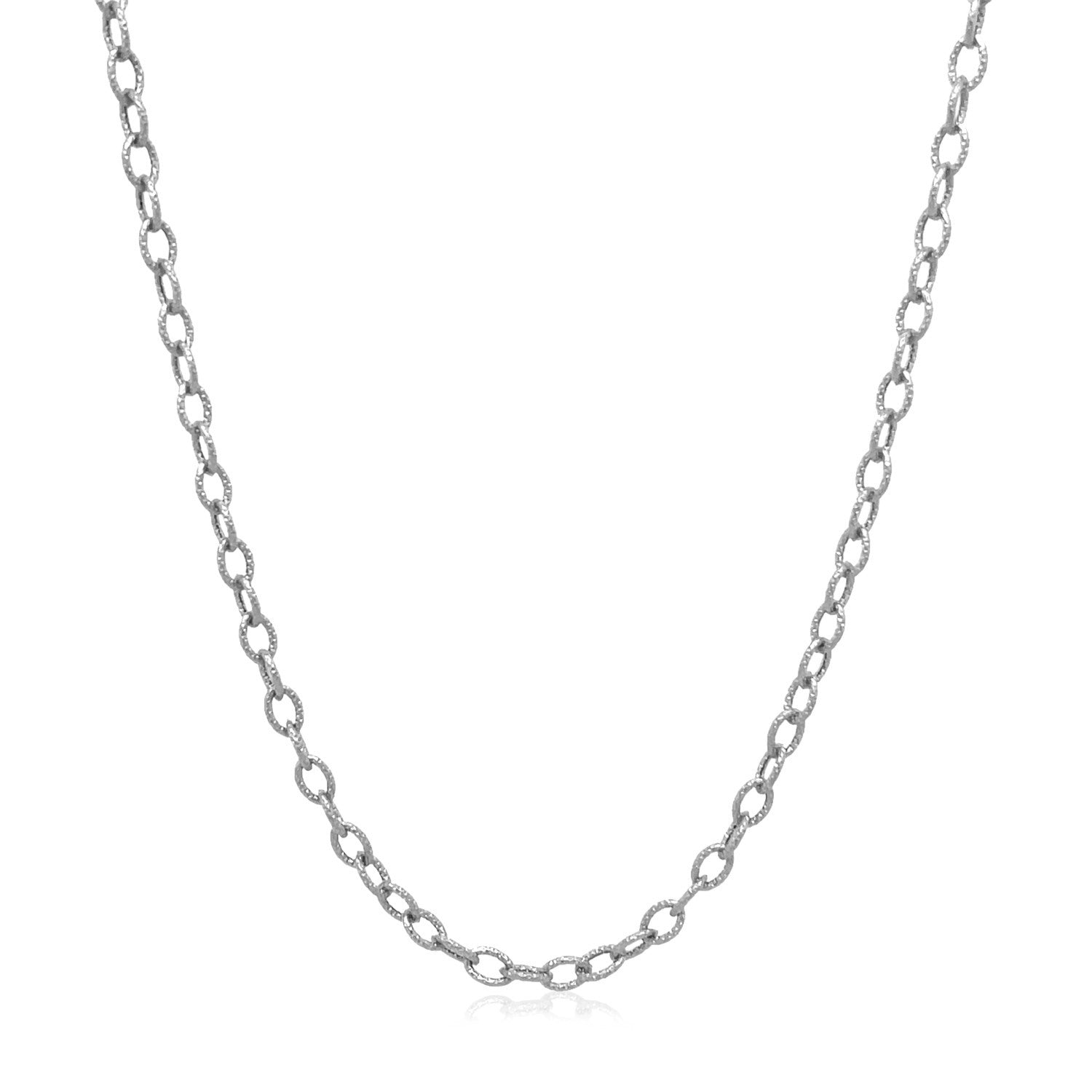 2.5mm 14k White Gold Pendant Chain with Textured Links on sale at MyriadMart
