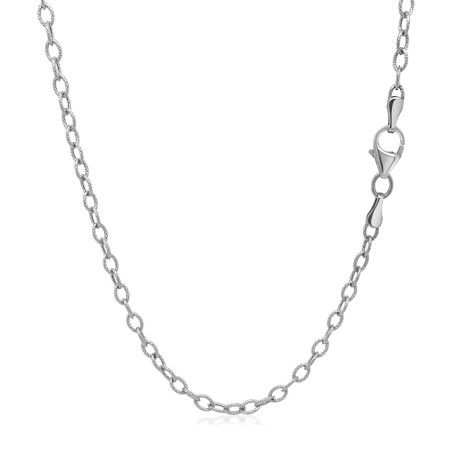 2.5mm 14k White Gold Pendant Chain with Textured Links on sale at MyriadMart