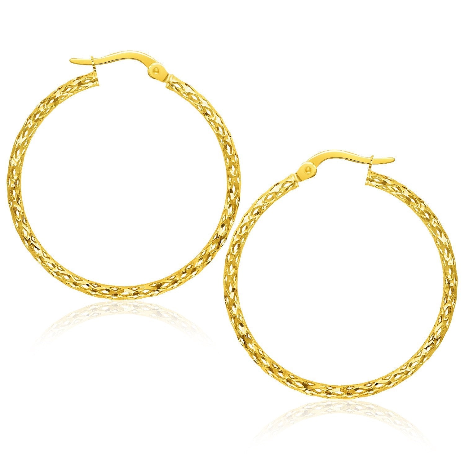Large Textured Hoop Earrings in 10k Yellow Gold on sale at MyriadMart