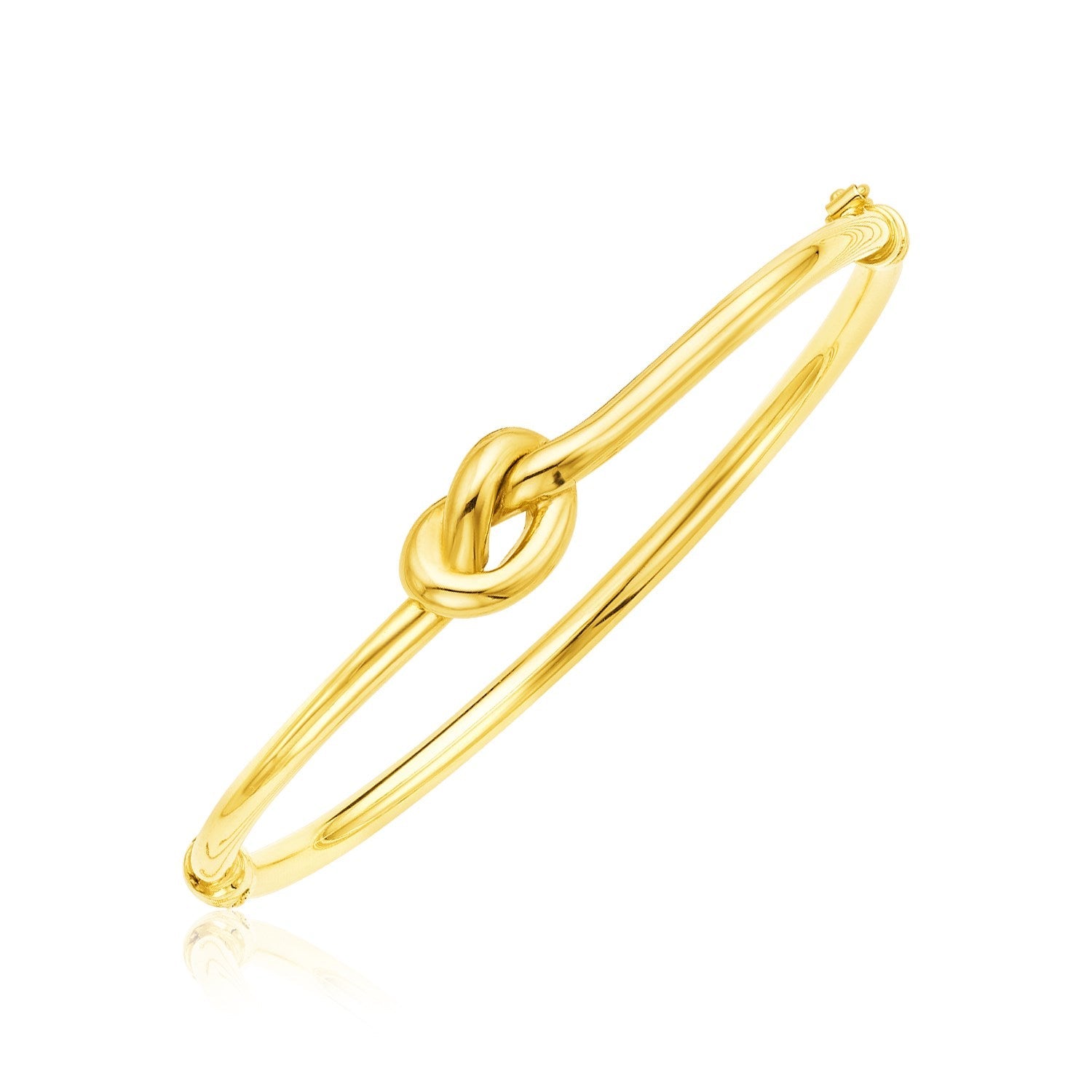 14k Yellow Gold Bangle Bracelet with Polished Knot on sale at MyriadMart