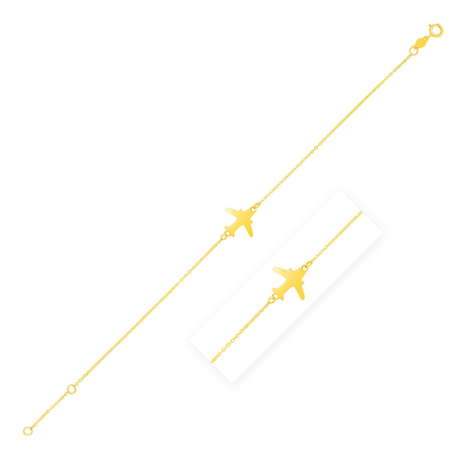 14K Yellow Gold Airplane Bracelet on sale at MyriadMart