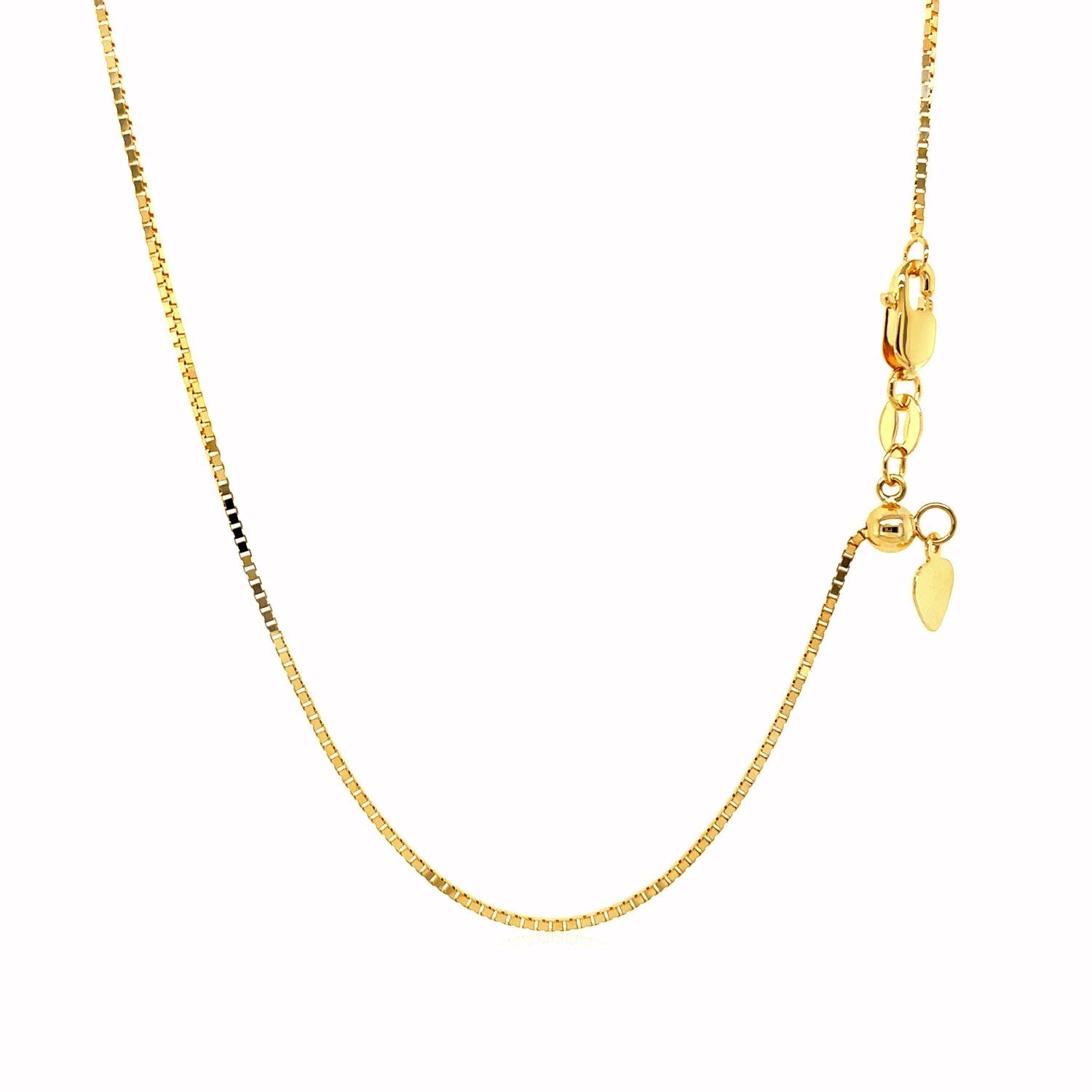 14k Yellow Gold Adjustable Box Chain 0.85mm on sale at MyriadMart