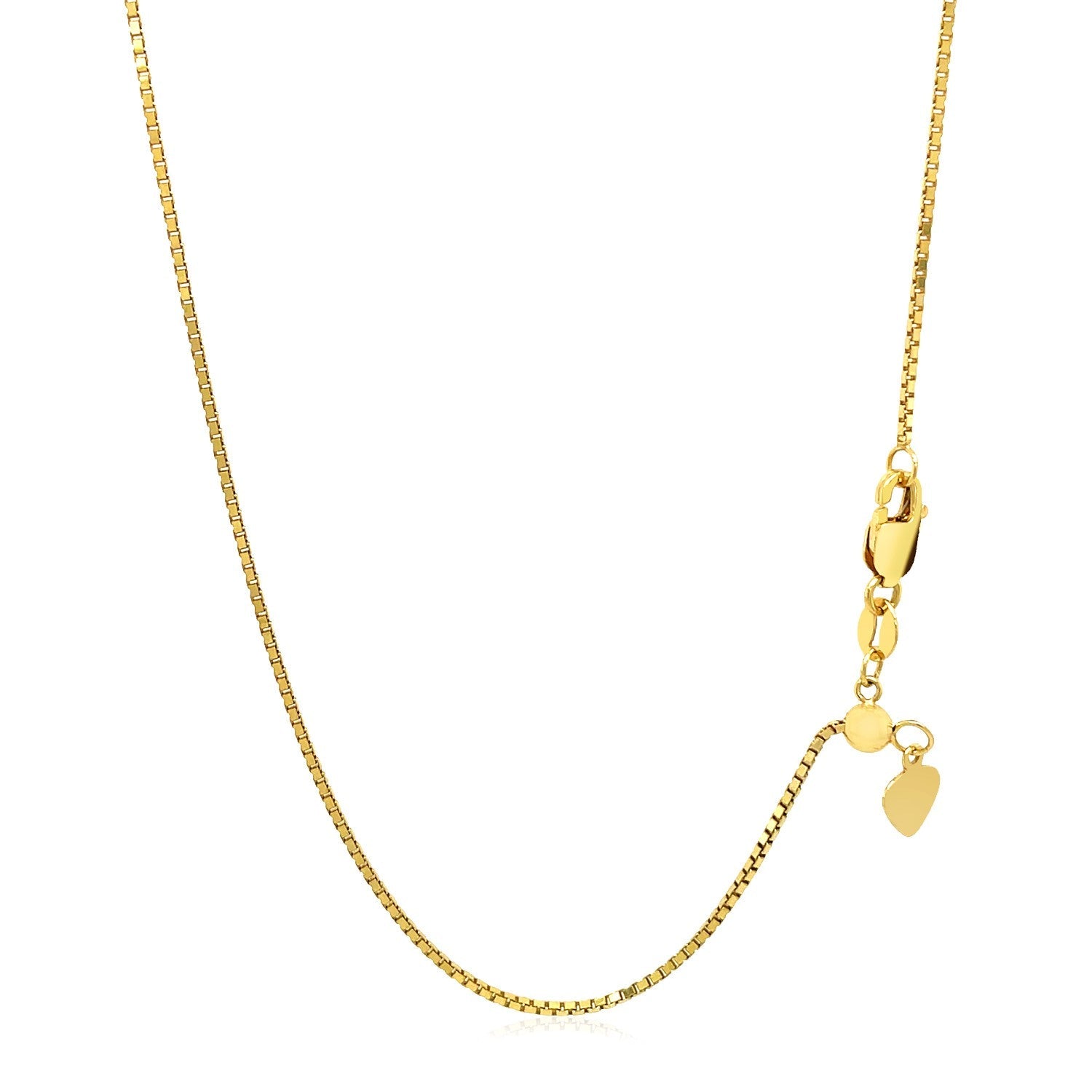 14k Yellow Gold Adjustable Box Chain 1.10 mm on sale at MyriadMart