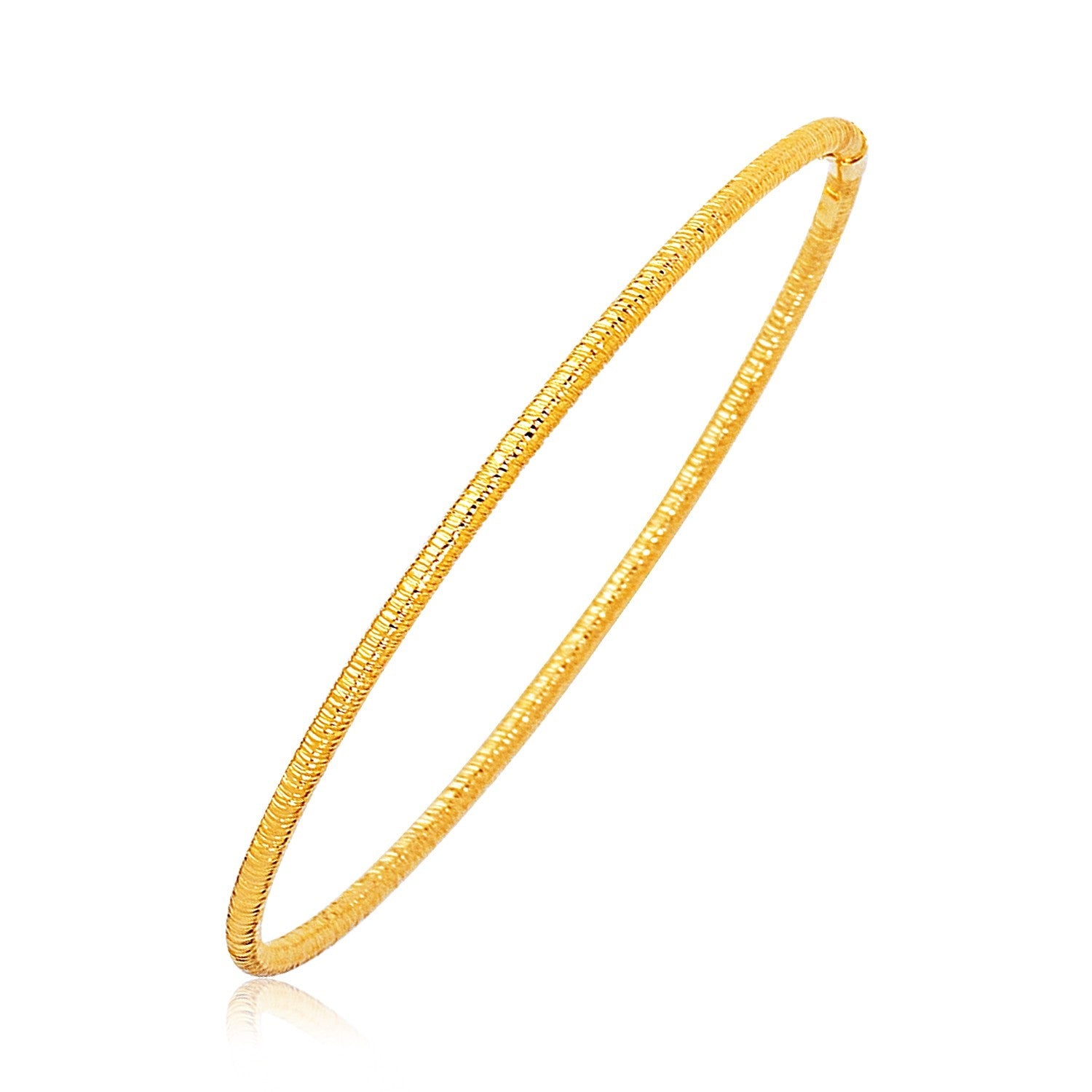 14k Yellow Gold Thin Textured Stackable Bangle on sale at MyriadMart