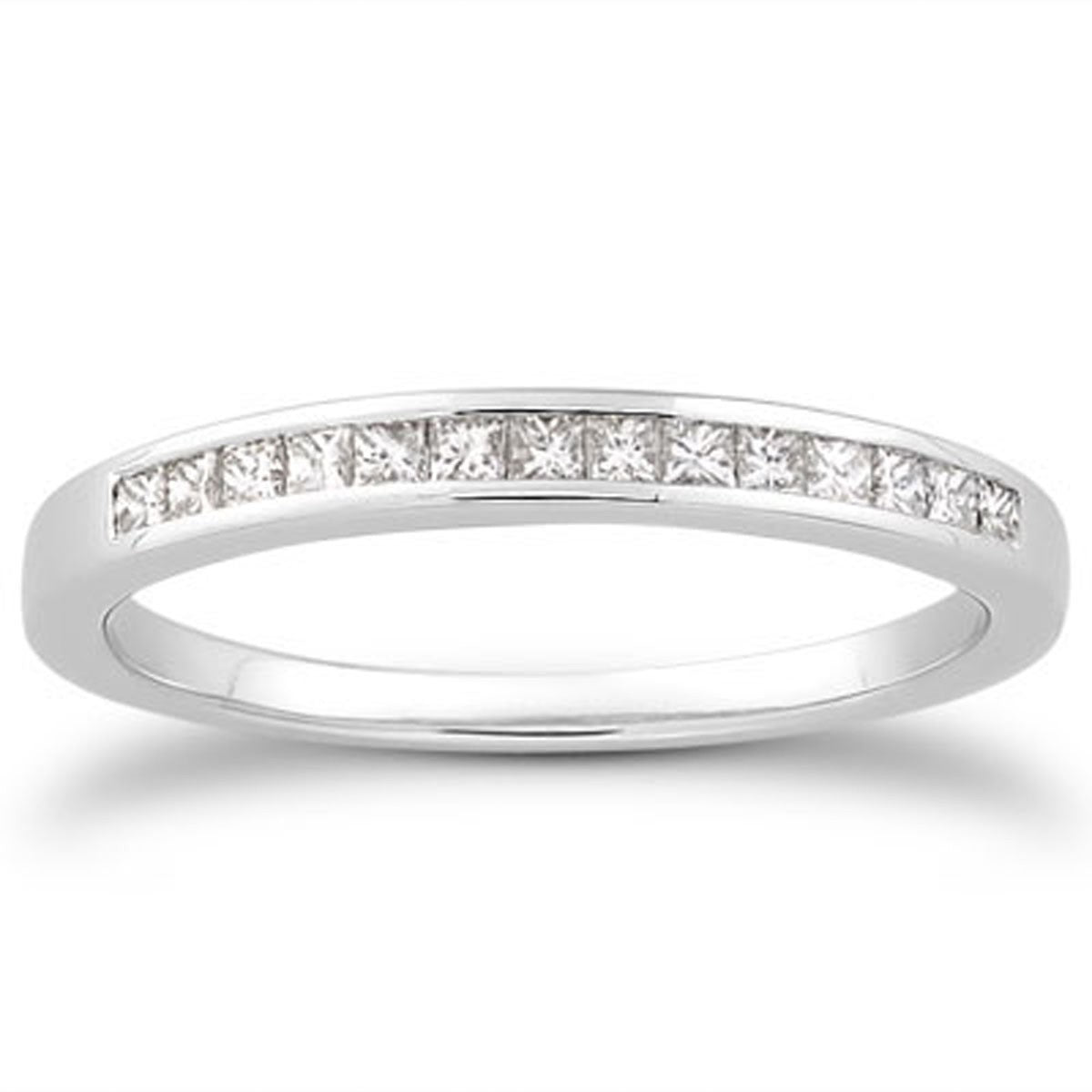 14k White Gold Channel Set Princess Diamond Wedding Ring Band on sale at MyriadMart