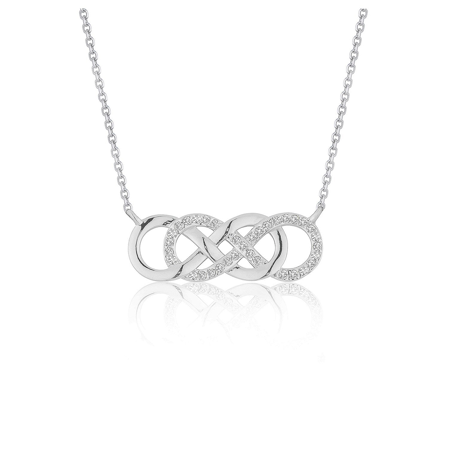 Double Infinity Diamond Pendant in 14k White Gold on sale at MyriadMart