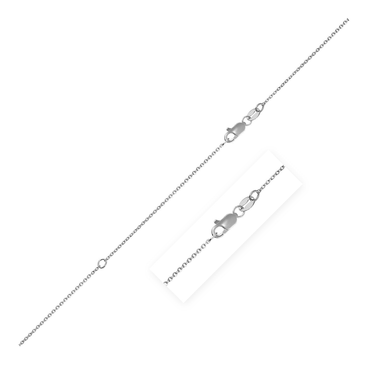 Extendable Cable Chain in 14k White Gold 0.8mm on sale at MyriadMart