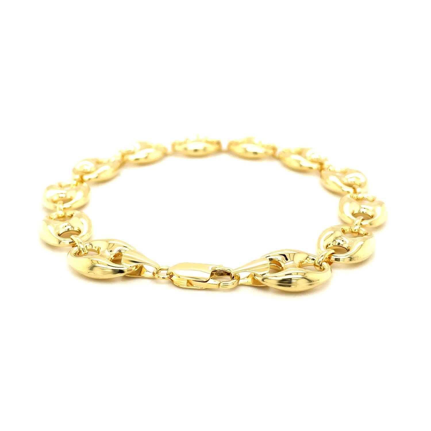 11.0mm 14k Yellow Gold Puffed Mariner Link Bracelet on sale at MyriadMart