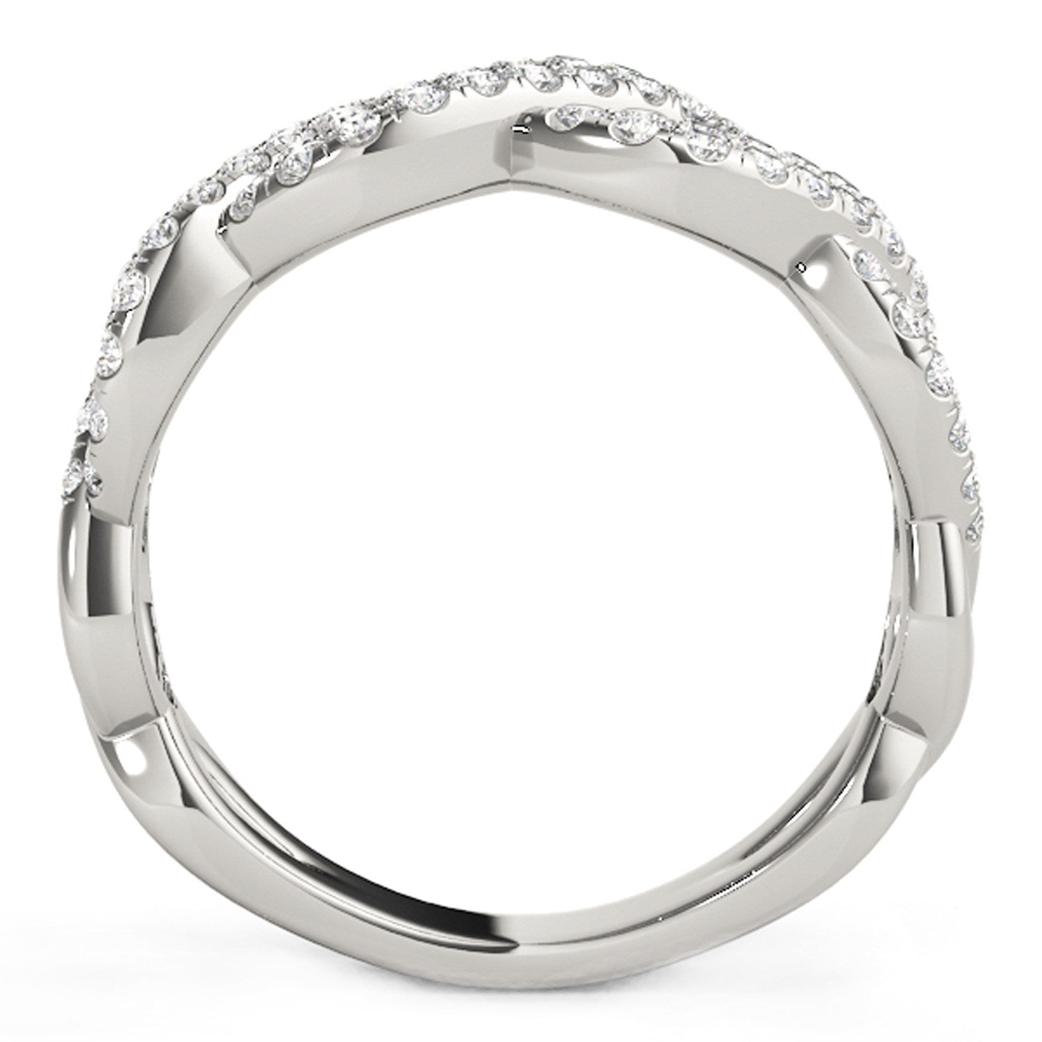 Diamond Studded Interlocking Waves Ring in 14k White Gold 5/8 cttw on sale at MyriadMart