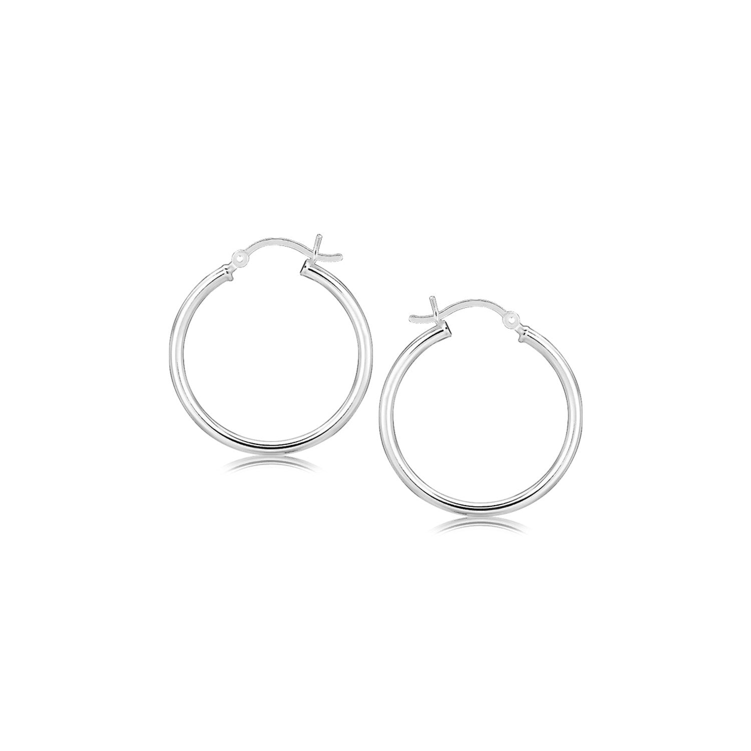 Sterling Silver Rhodium Plated Thin and Polished Hoop Motif Earrings 25mm on sale at MyriadMart
