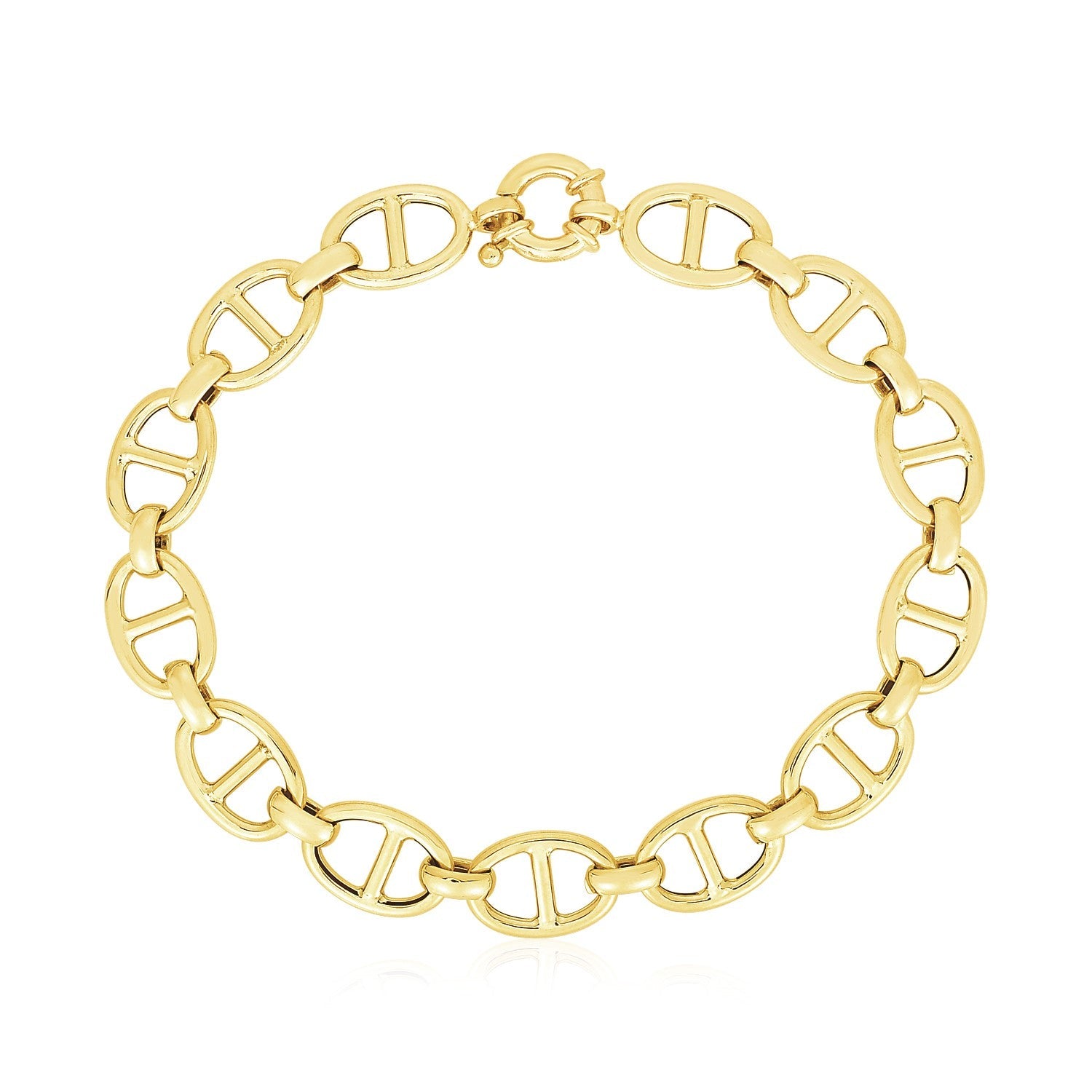 14k Yellow Gold High Polish Mariner Link Bracelet 8.8mm on sale at MyriadMart