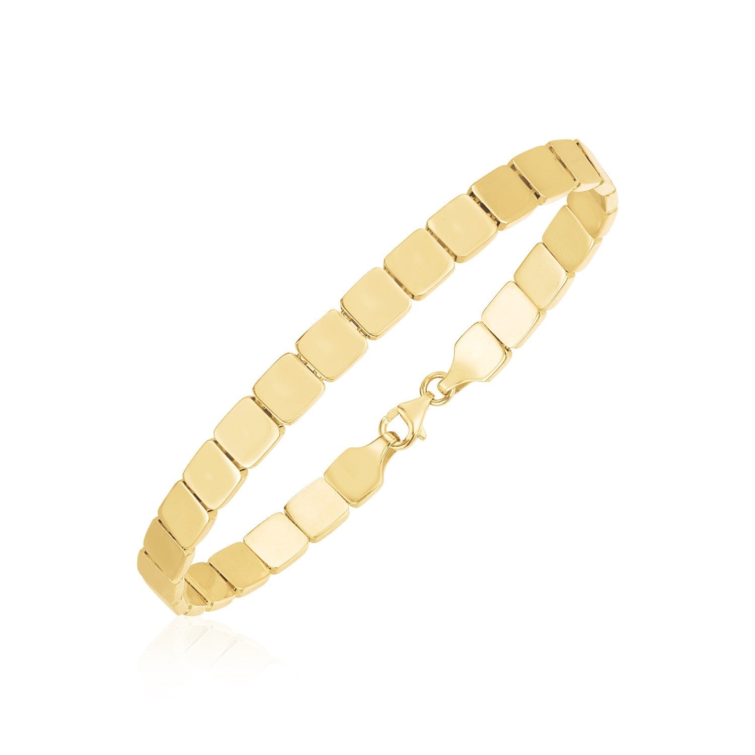 14k Yellow Gold High Polish Square Link Bracelet on sale at MyriadMart